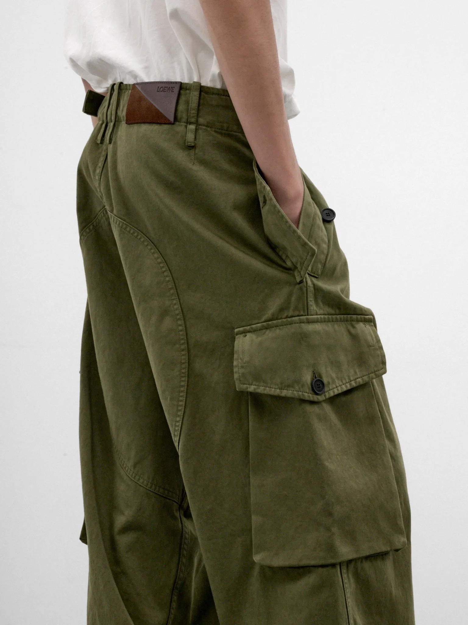 Khaki Cotton Cargo Trousers (H526Y04WK1-KHAKI-GREEN) sold by lorenzo product image thumbnail 4