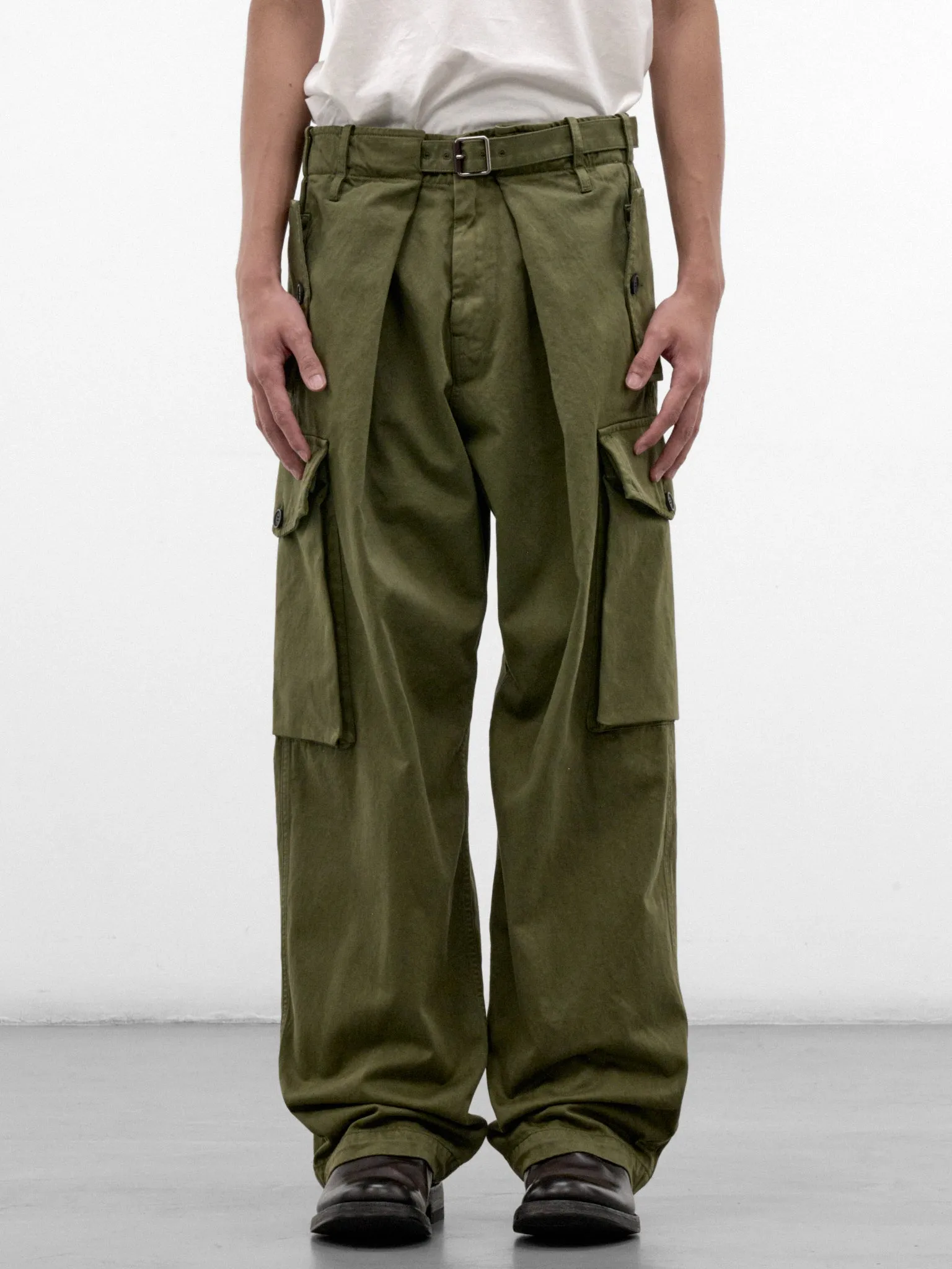Khaki Cotton Cargo Trousers (H526Y04WK1-KHAKI-GREEN) sold by lorenzo