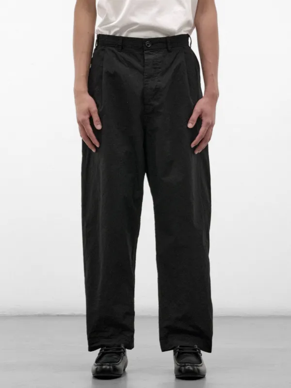 Black Cotton Wide Trousers (27HP318-BLACK) made by Casey Casey