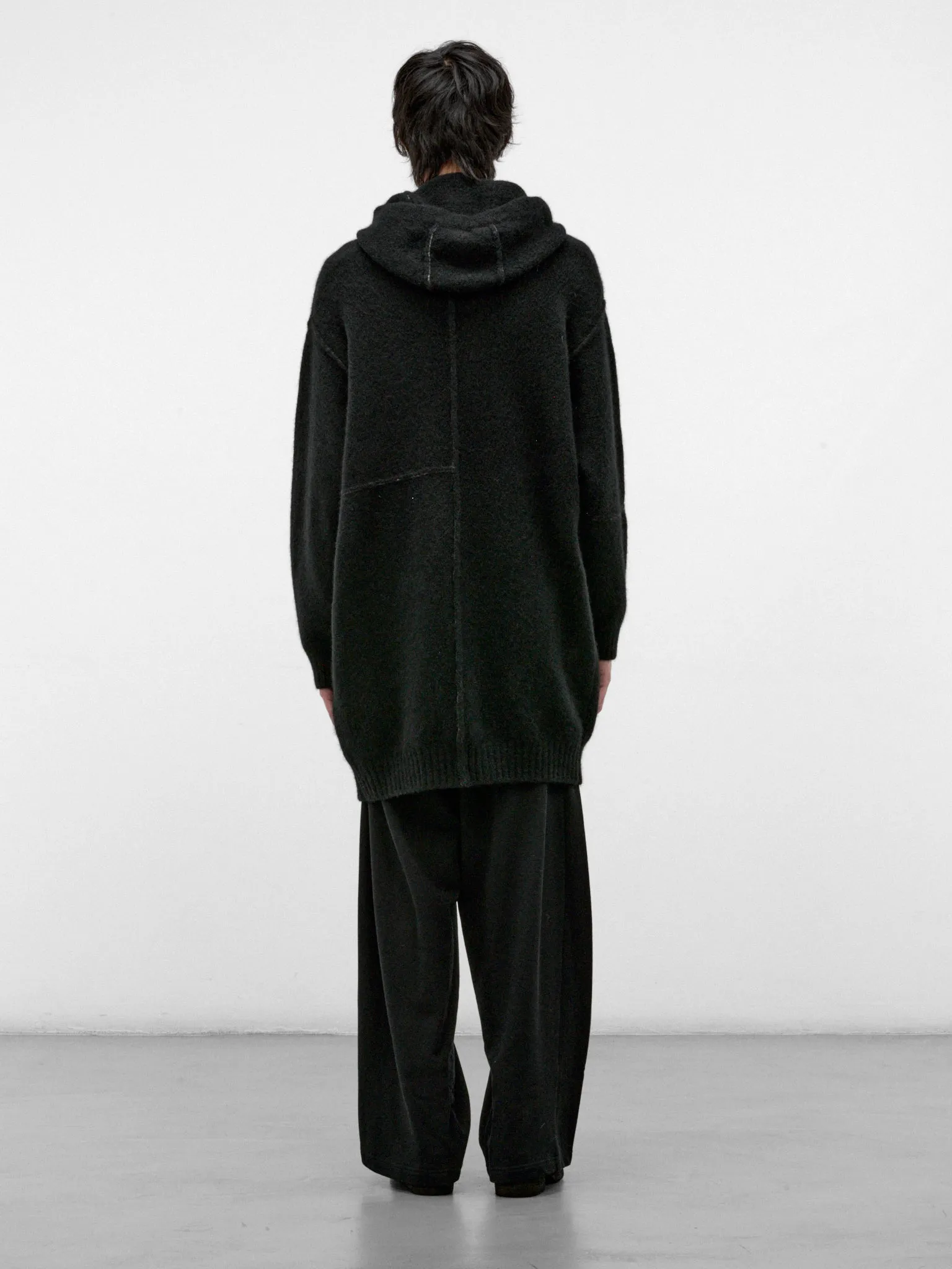 Black Wool-Yak Hooded Coat (UK07F26-BLACK) sold by lorenzo product image thumbnail 3