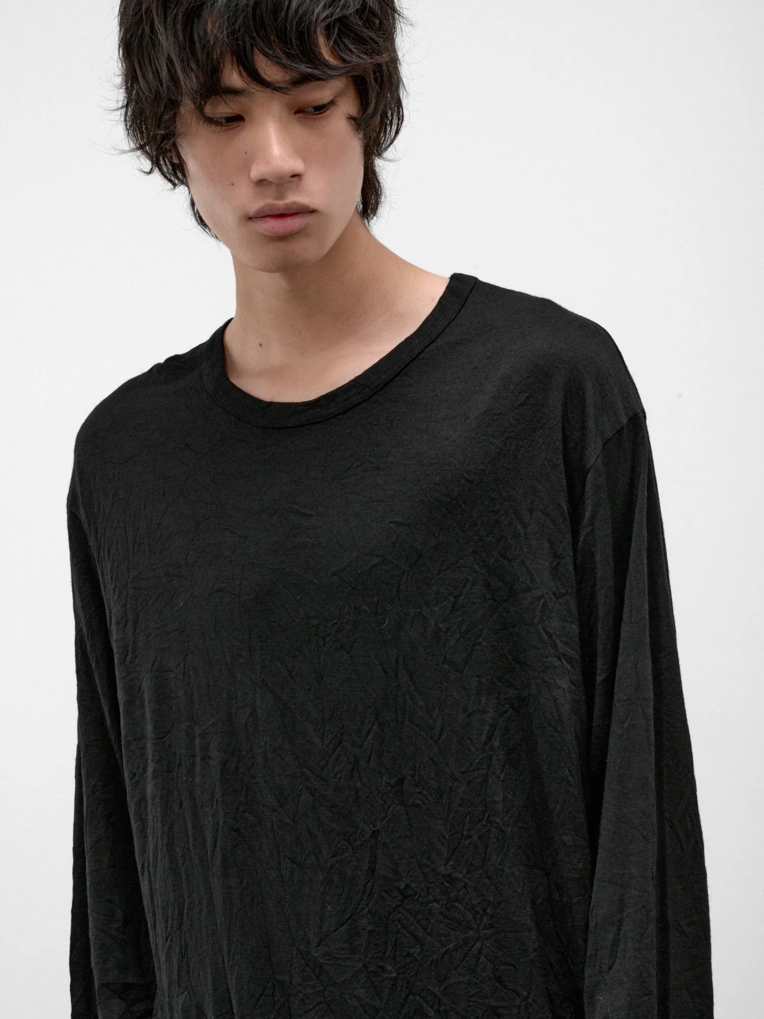 Black Wool Long Sleeve Tee (HW-T09-171-2-BLACK) sold by lorenzo product image thumbnail 5