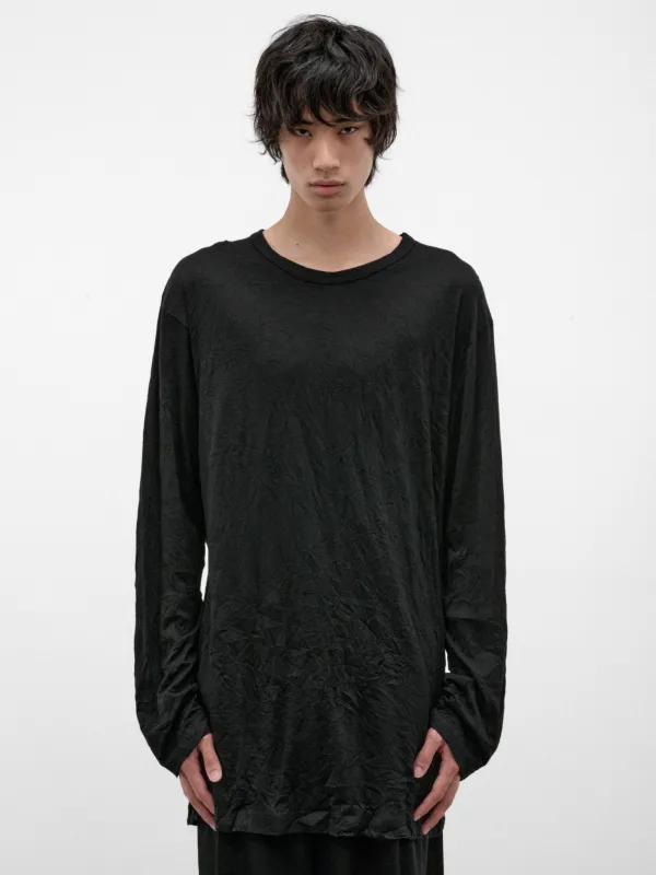 Black Wool Long Sleeve Tee (HW-T09-171-2-BLACK) made by Yohji Yamamoto