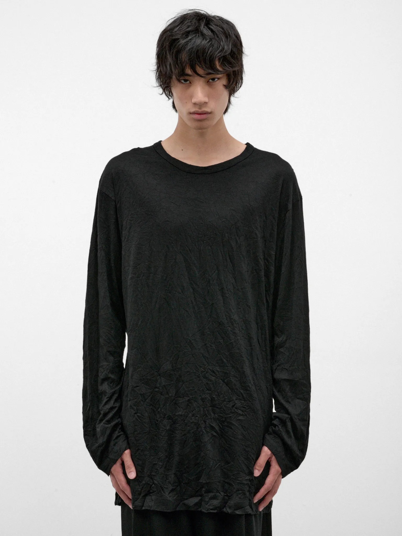 Black Wool Long Sleeve Tee (HW-T09-171-2-BLACK) sold by lorenzo