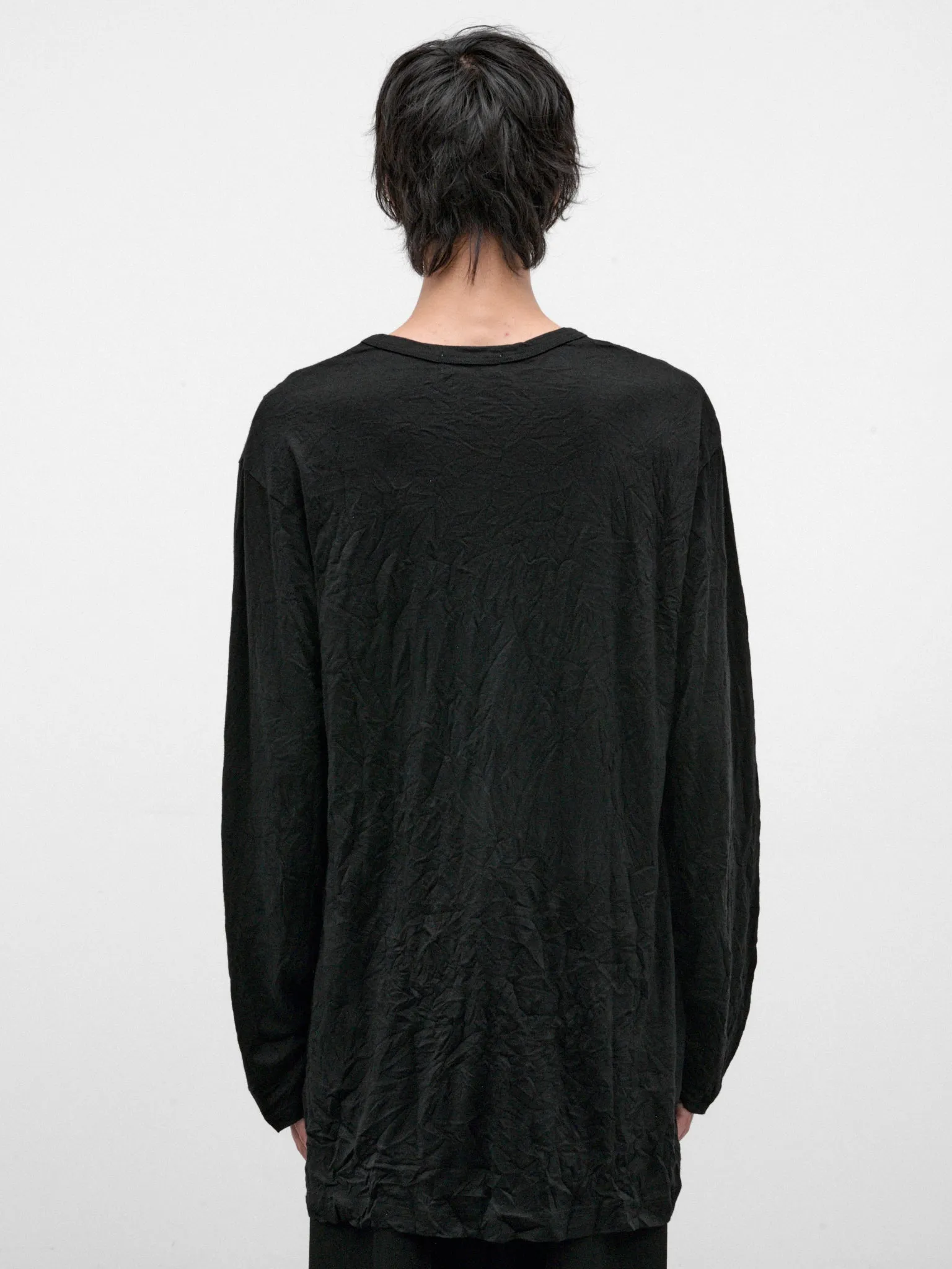 Black Wool Long Sleeve Tee (HW-T09-171-2-BLACK) sold by lorenzo product image thumbnail 3