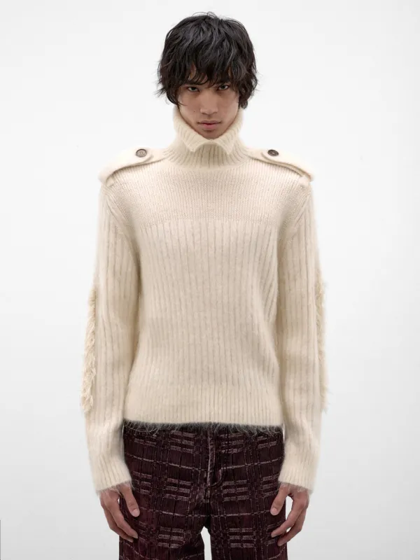 Ecru Rib-Knit Turtleneck (JESPER-A3712-ECRU) made by Burberry
