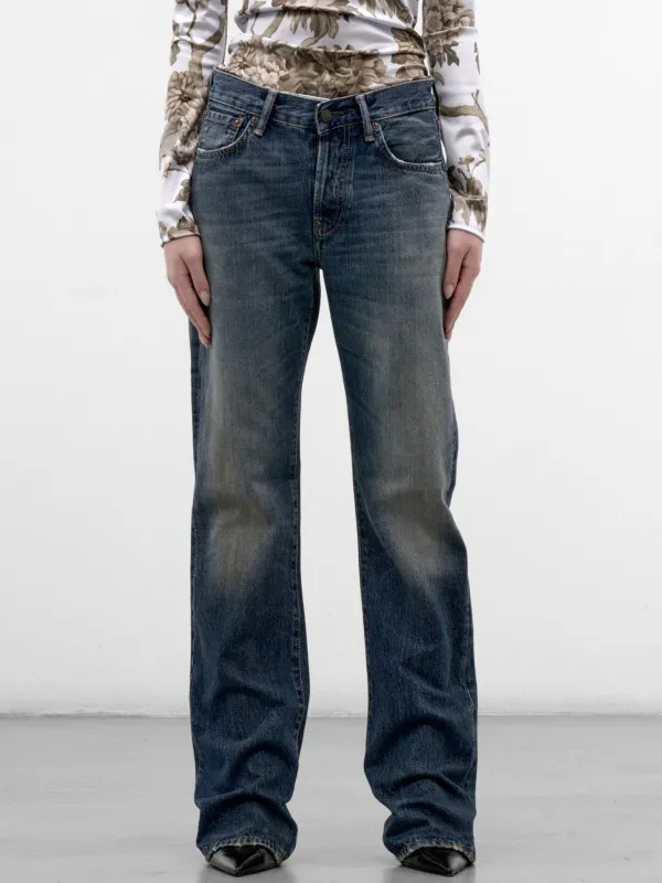 Blue Denim 2009F Straight Jeans (ACNE-STUDIOS-2009F-MID-BLUE-BI) made by Acne Studios