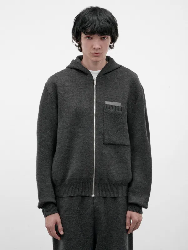 Gray Wool-Cashmere Zip Hoodie (A005DNV70E0-1510-DARK-SLATE-ME) made by Bottega Veneta