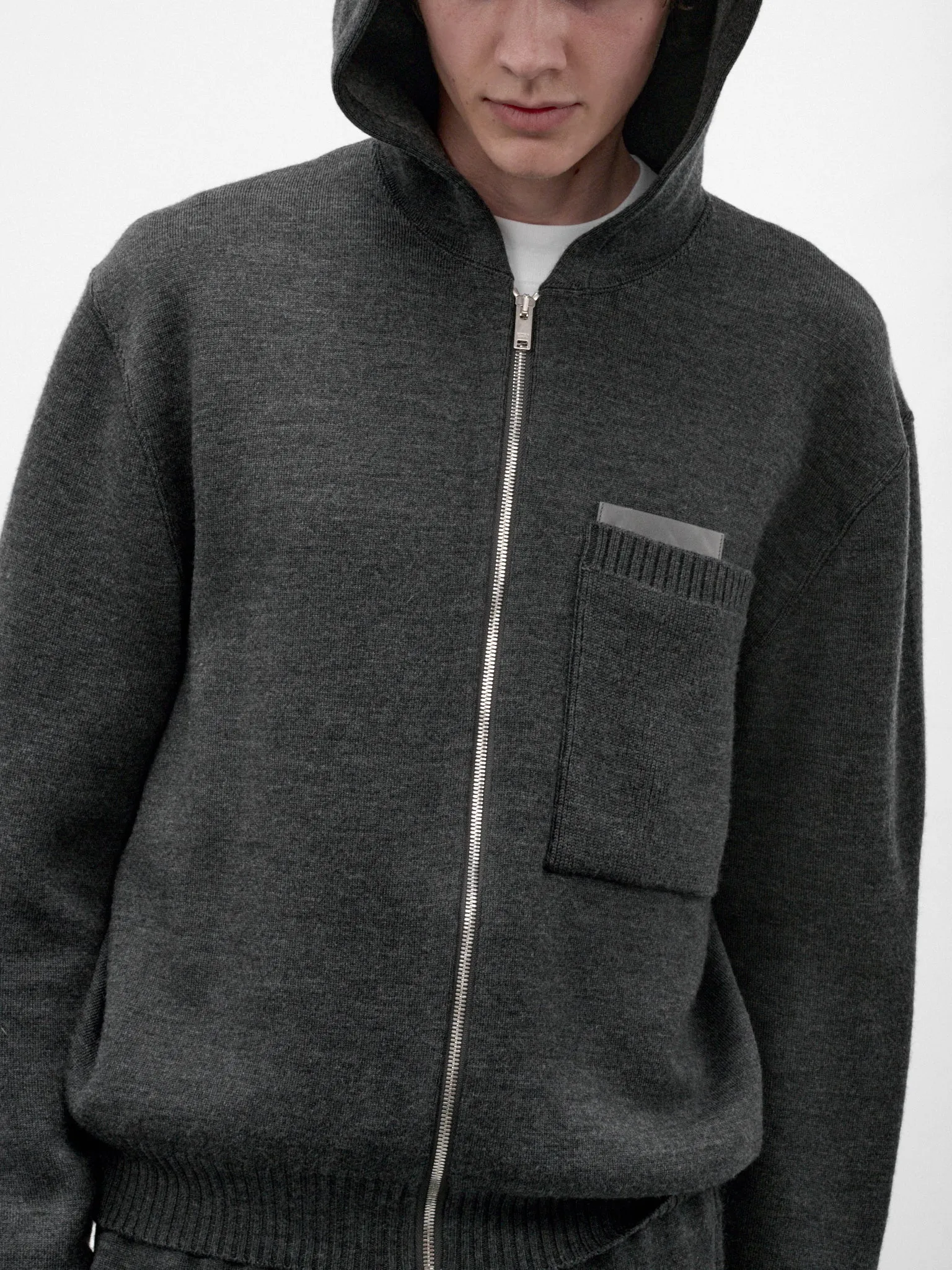 Gray Wool-Cashmere Zip Hoodie (A005DNV70E0-1510-DARK-SLATE-ME) sold by lorenzo product image thumbnail 4