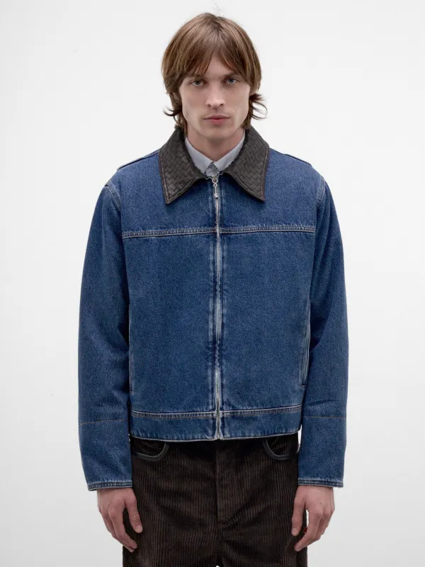 Blue Cotton Denim Work Jacket (873081V69P0-4300-MID-BLUE) made by Bottega Veneta