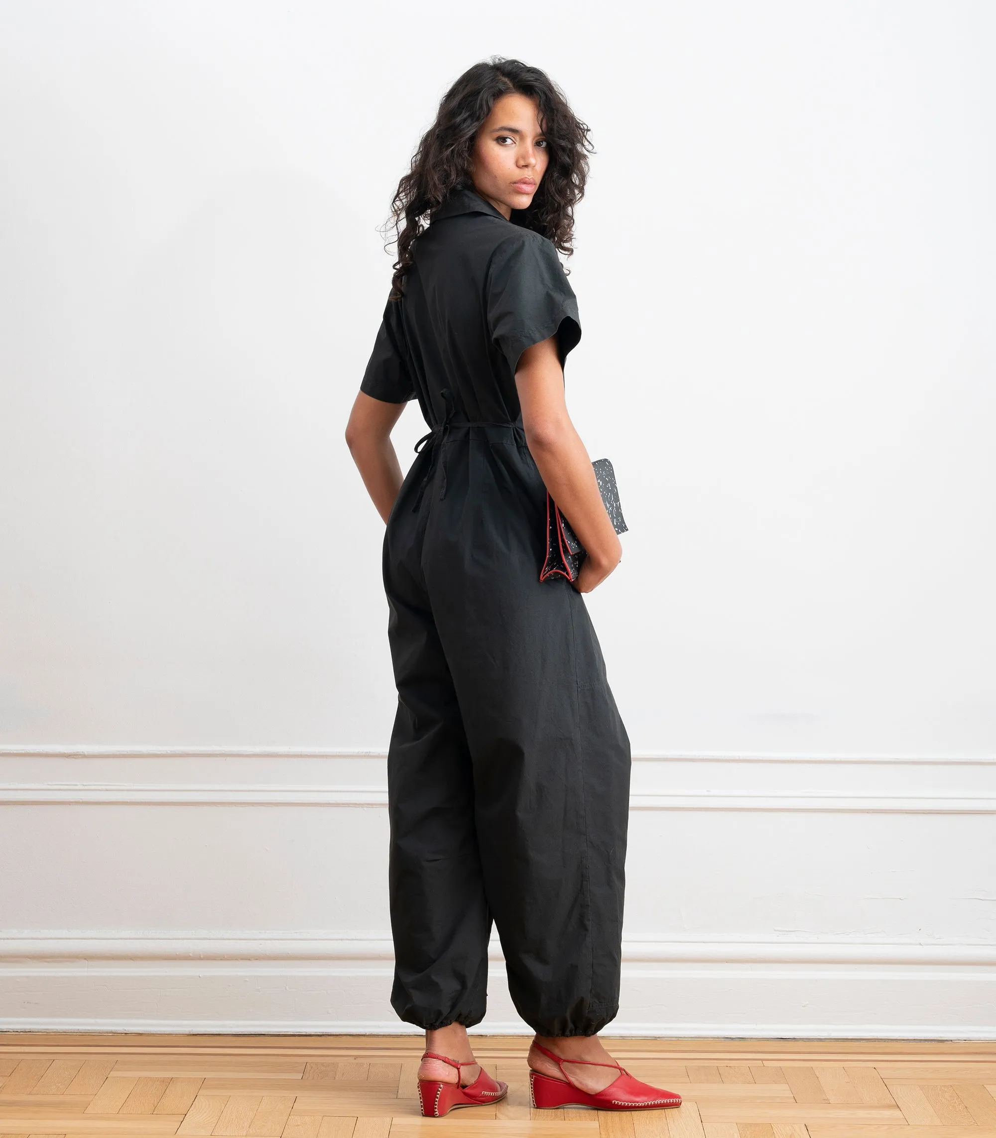 Clara Short Sleeve Parachute Leg Jumpsuit - Black sold by Loup product image thumbnail 2