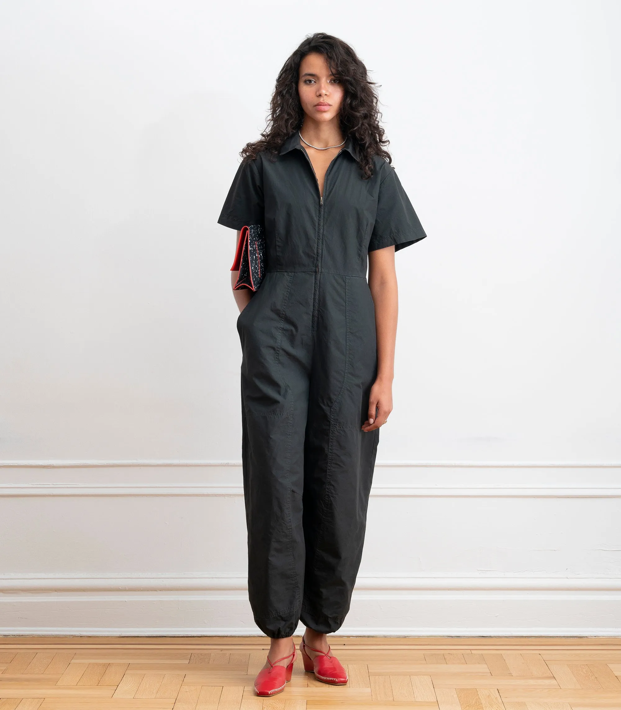 Clara Short Sleeve Parachute Leg Jumpsuit - Black sold by Loup product image thumbnail 4