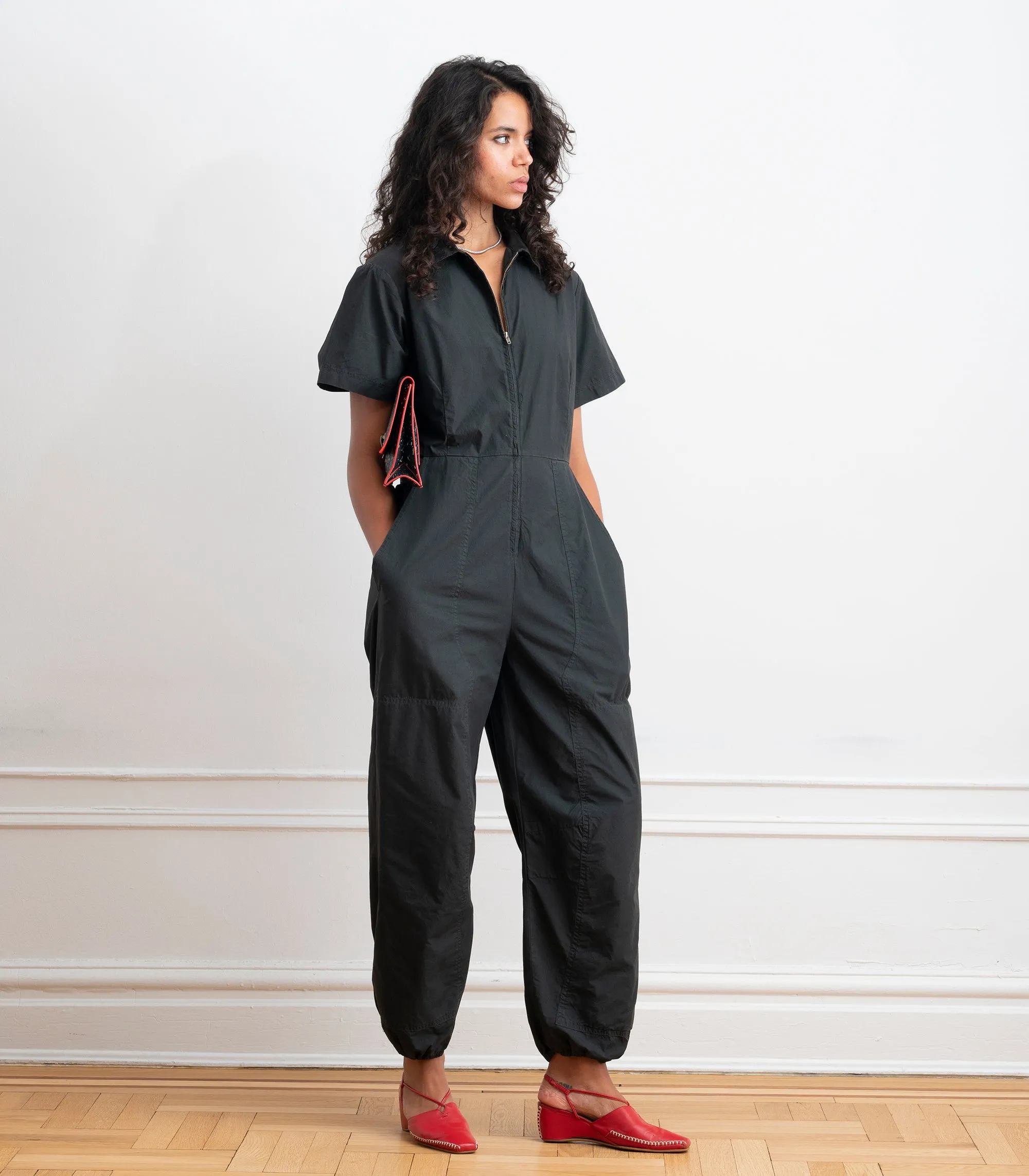Clara Short Sleeve Parachute Leg Jumpsuit - Black sold by Loup product image thumbnail 5