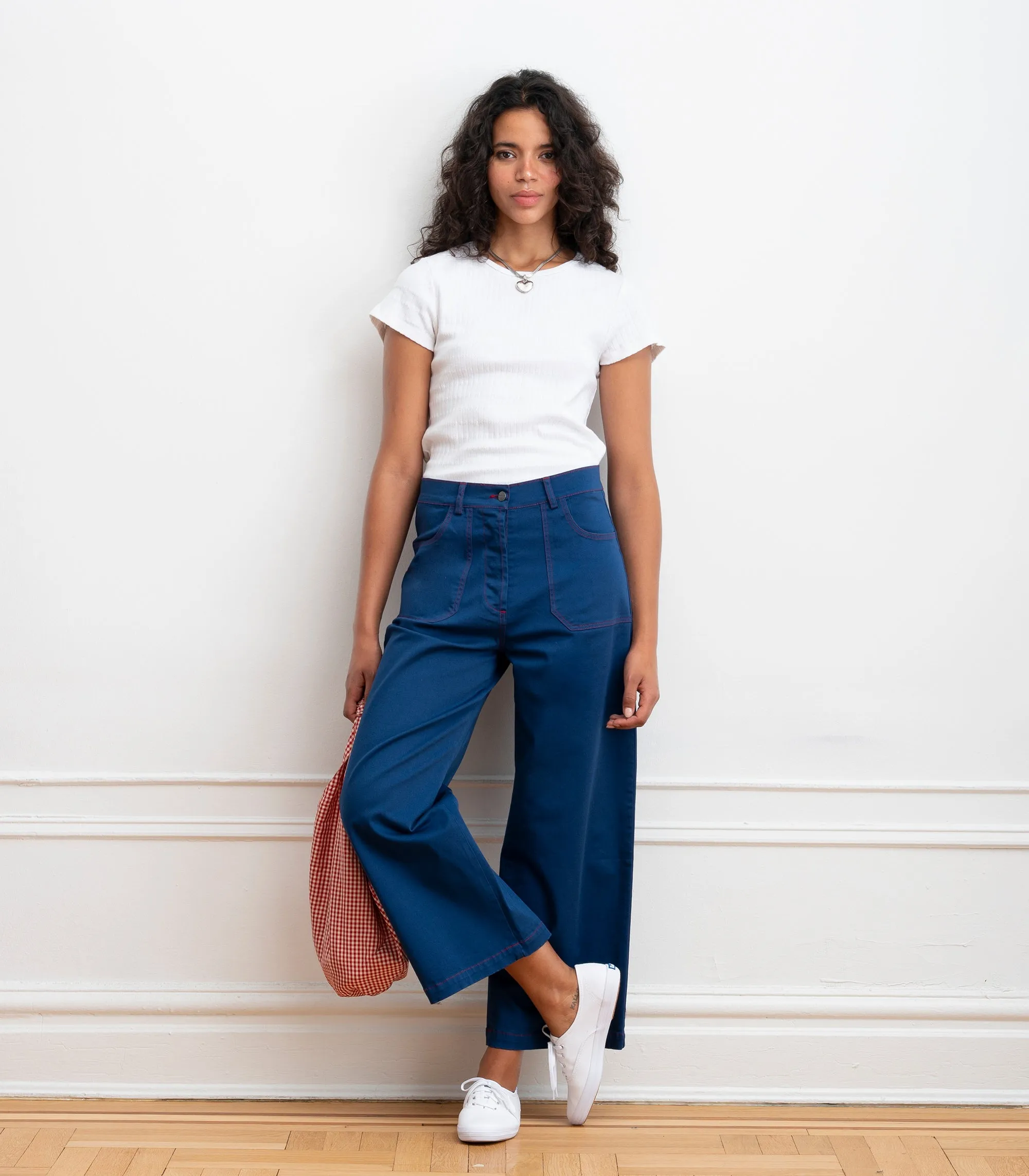 Simone Wide Crop Pants - Blueberry sold by Loup