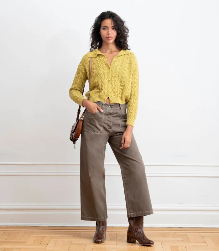 Simone Wide Crop Pants - Mud SS26 sold by Loup