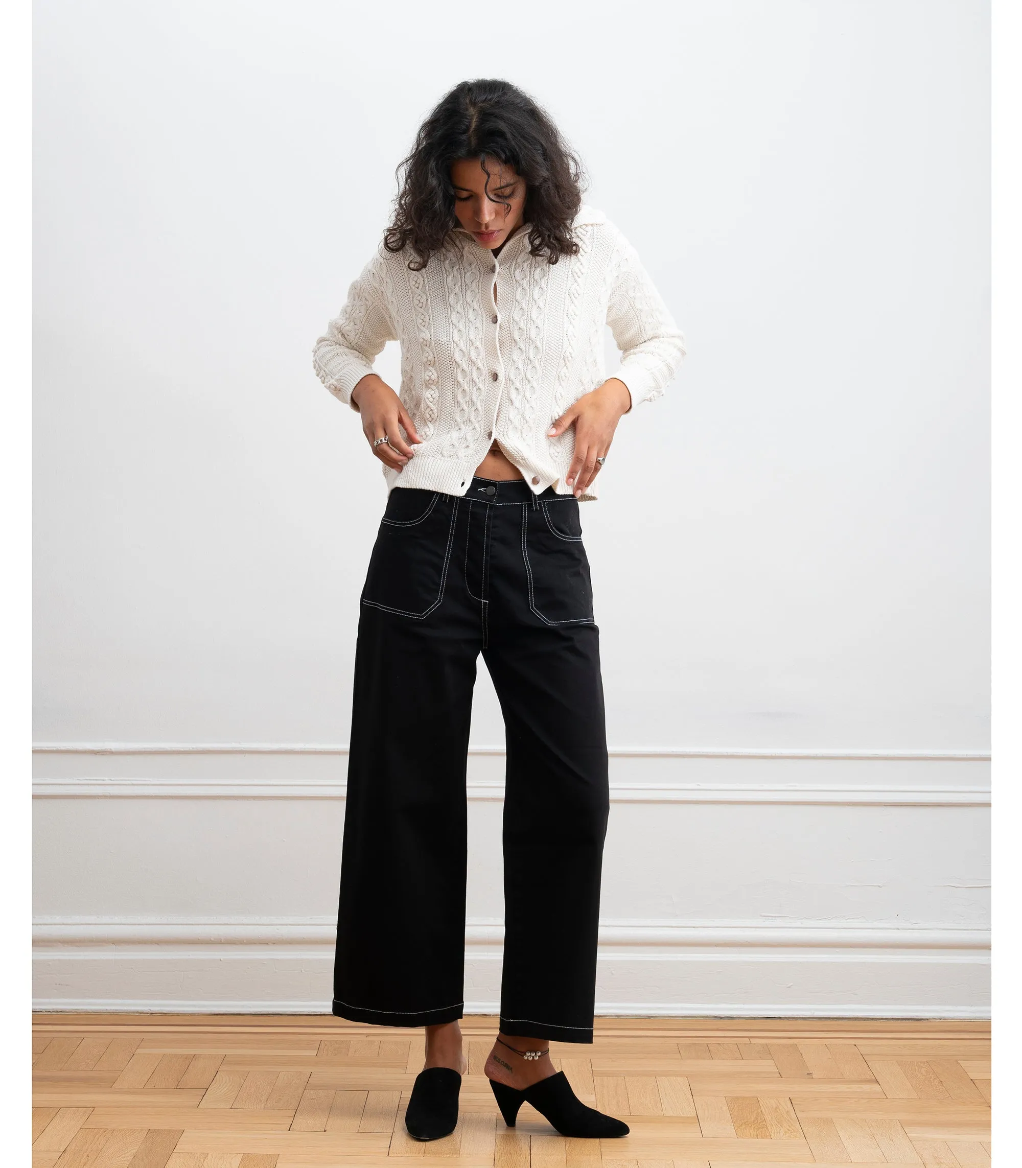 Simone Wide Crop Pants - Black & White sold by Loup product image thumbnail 3