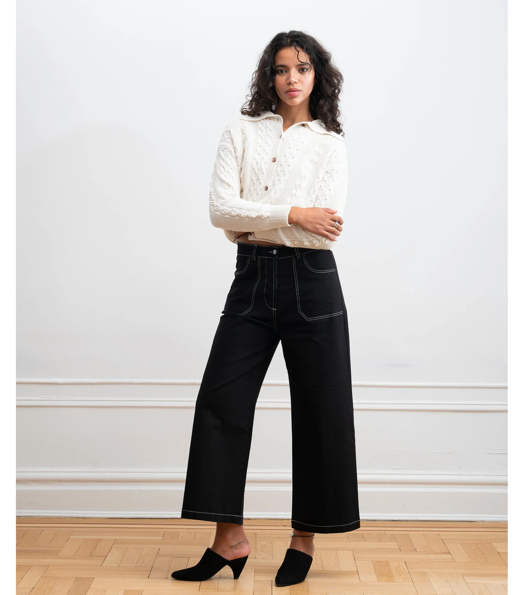 Simone Wide Crop Pants - Black & White sold by Loup product image thumbnail 4