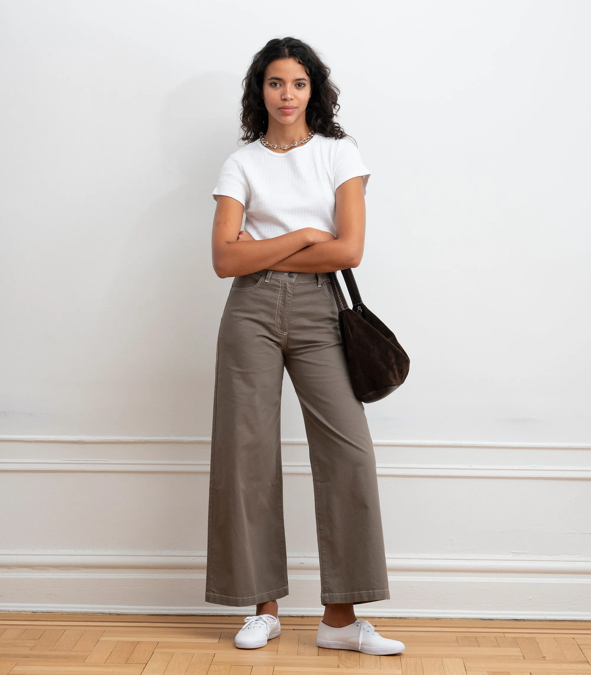 Toni Wide Ankle Pants - Mud sold by Loup