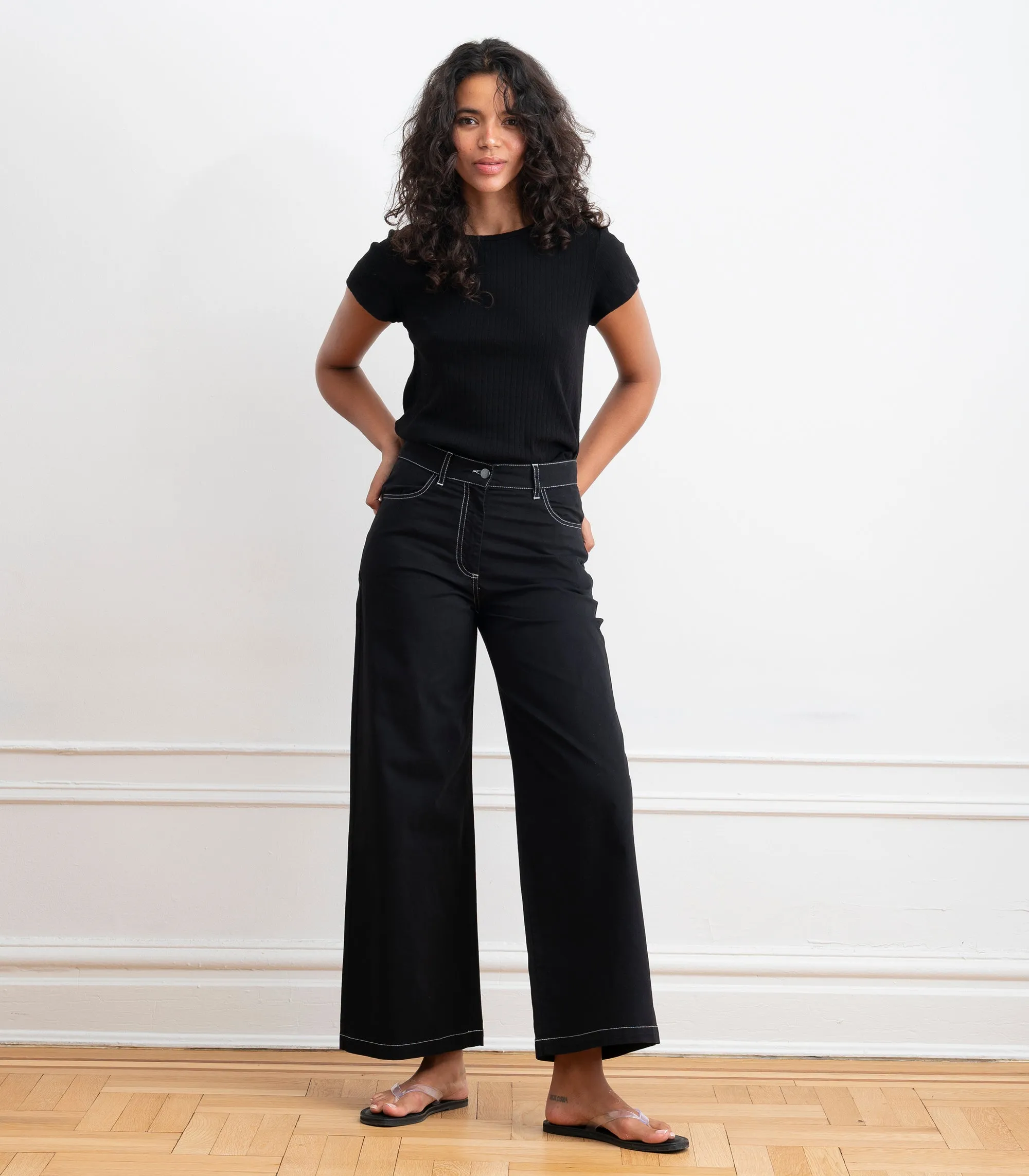 Toni Wide Ankle Pants - Black & White SS26 sold by Loup