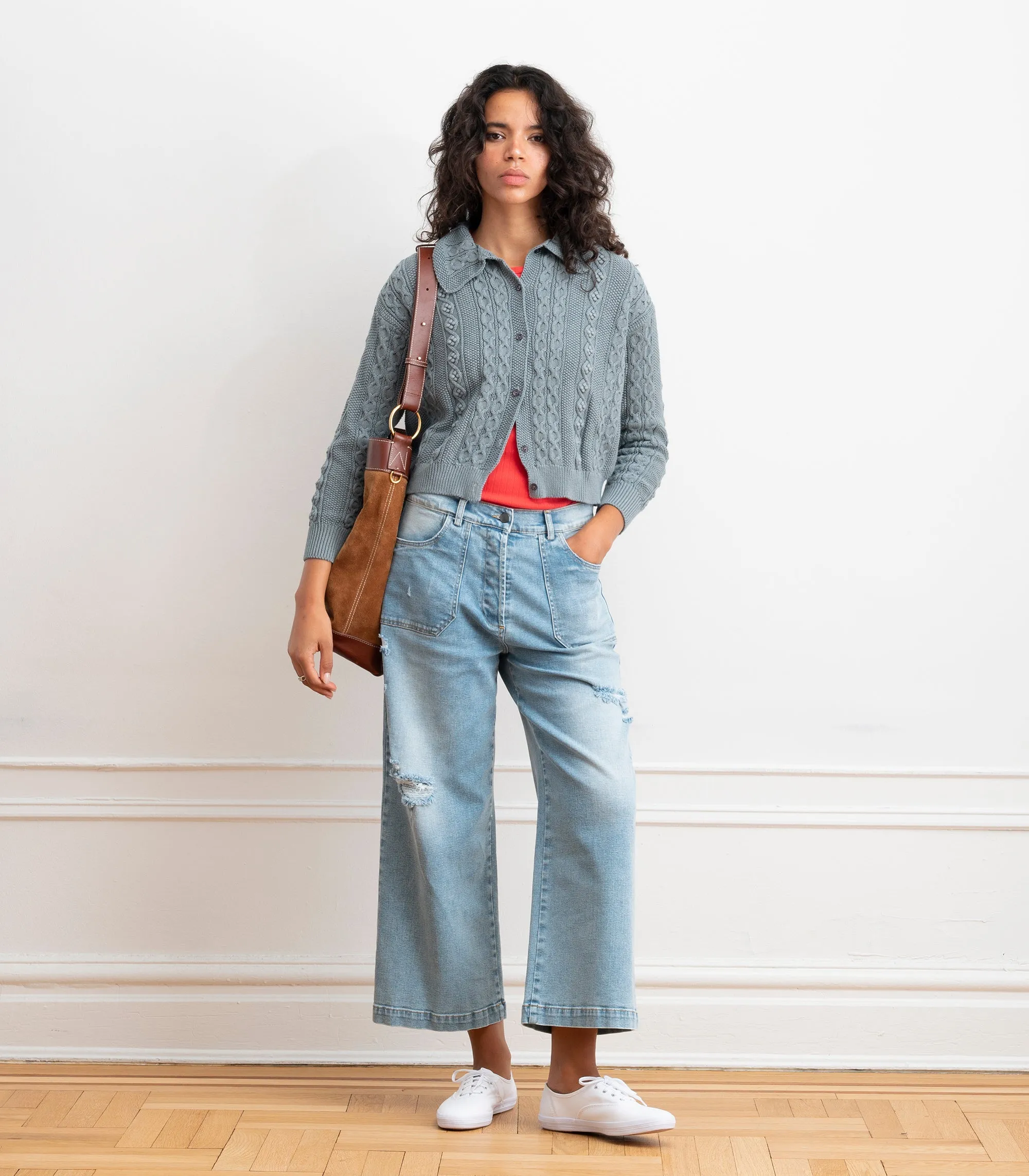 Michelle Cable-Knit Collar Cardigan - Gray SS26 sold by Loup product image thumbnail 3