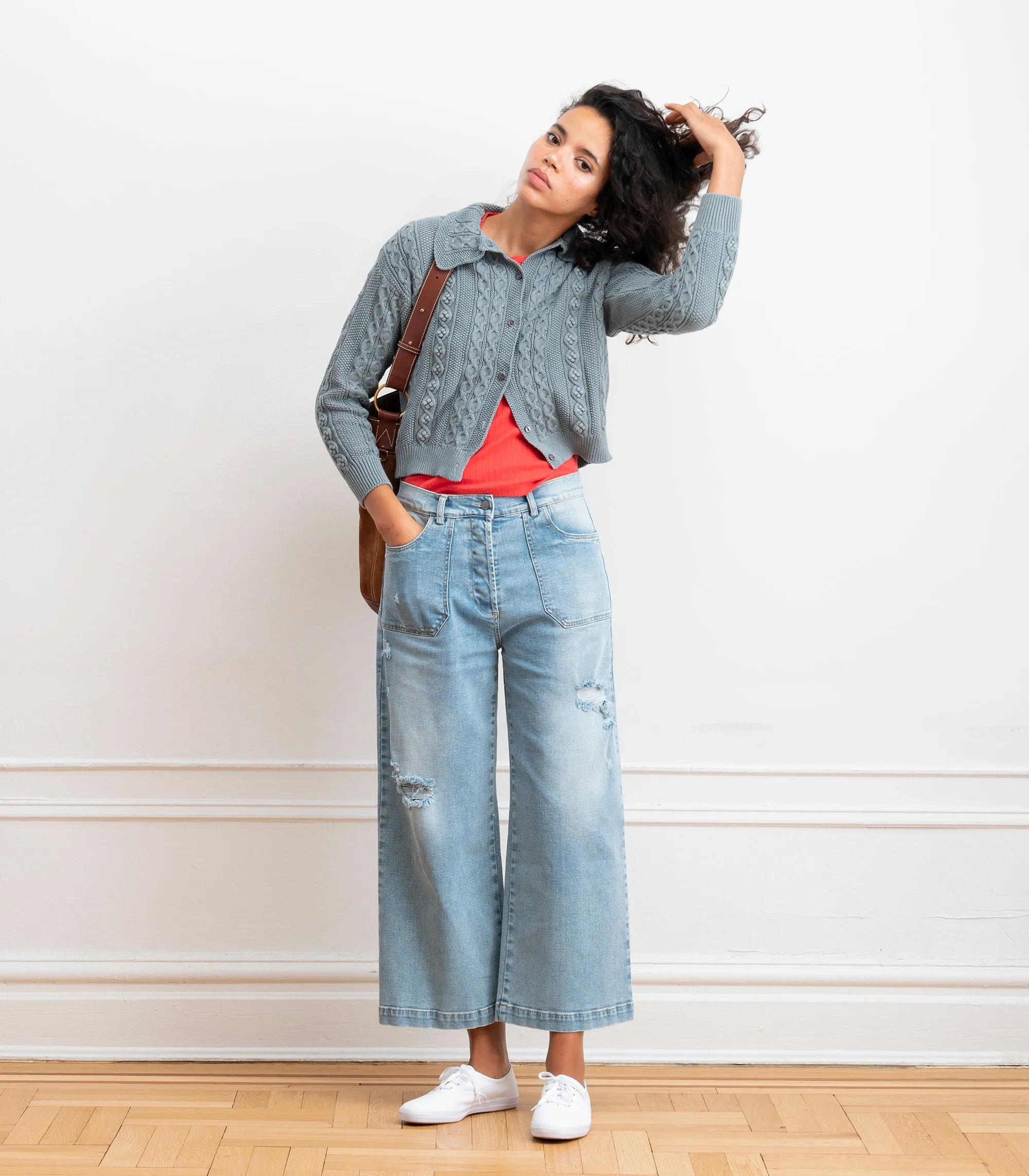 Michelle Cable-Knit Collar Cardigan - Gray SS26 sold by Loup product image thumbnail 5