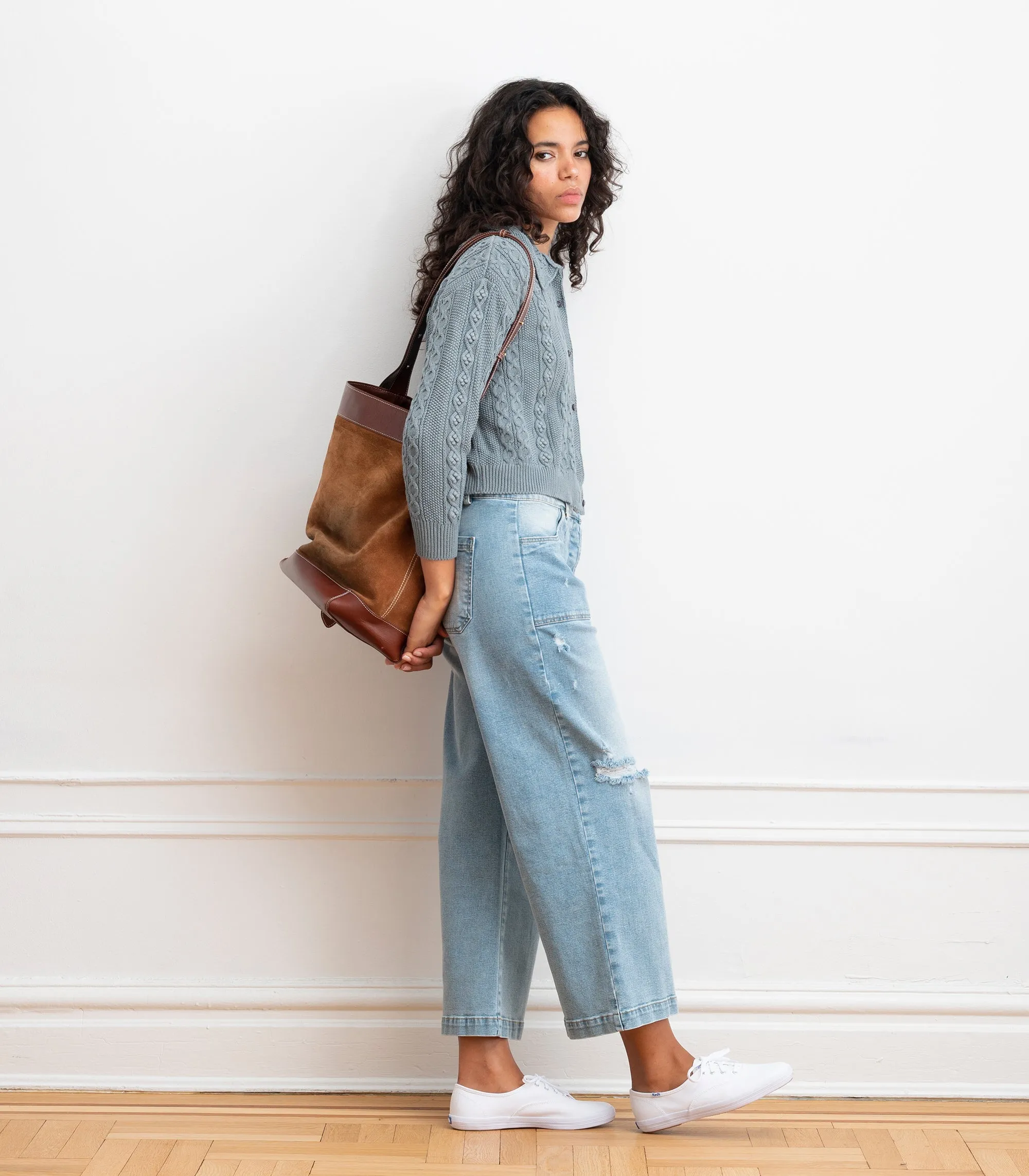 Michelle Cable-Knit Collar Cardigan - Gray SS26 sold by Loup product image thumbnail 4