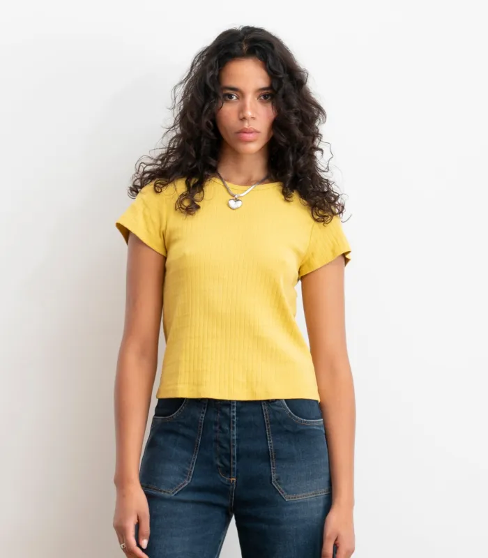 Miranda Pointelle Tee - Daffodil SS26 sold by Loup