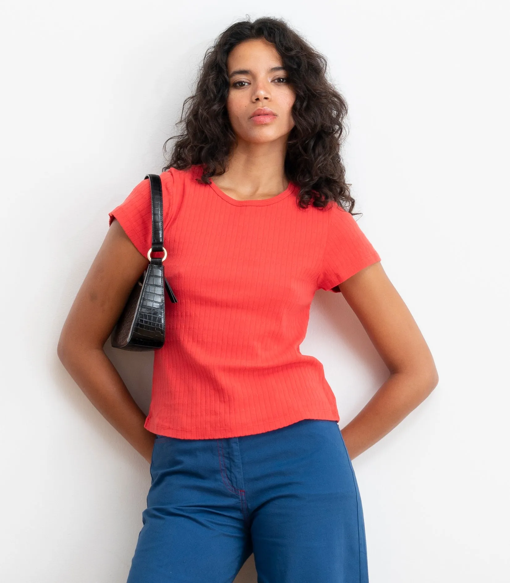 Miranda Pointelle Tee - Strawberry SS26 sold by Loup