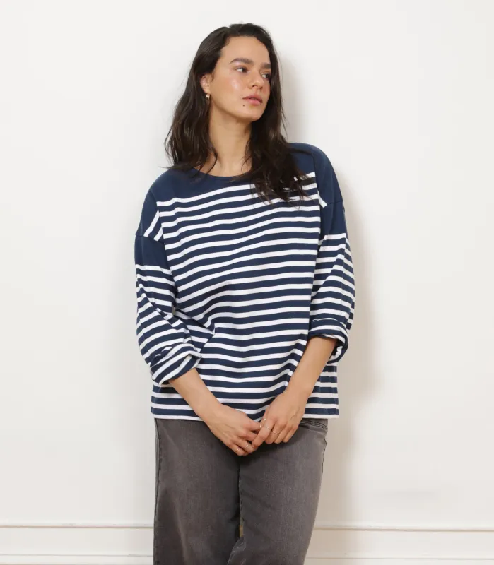 Marianne Stripe Breton Tee - Midnight sold by Loup