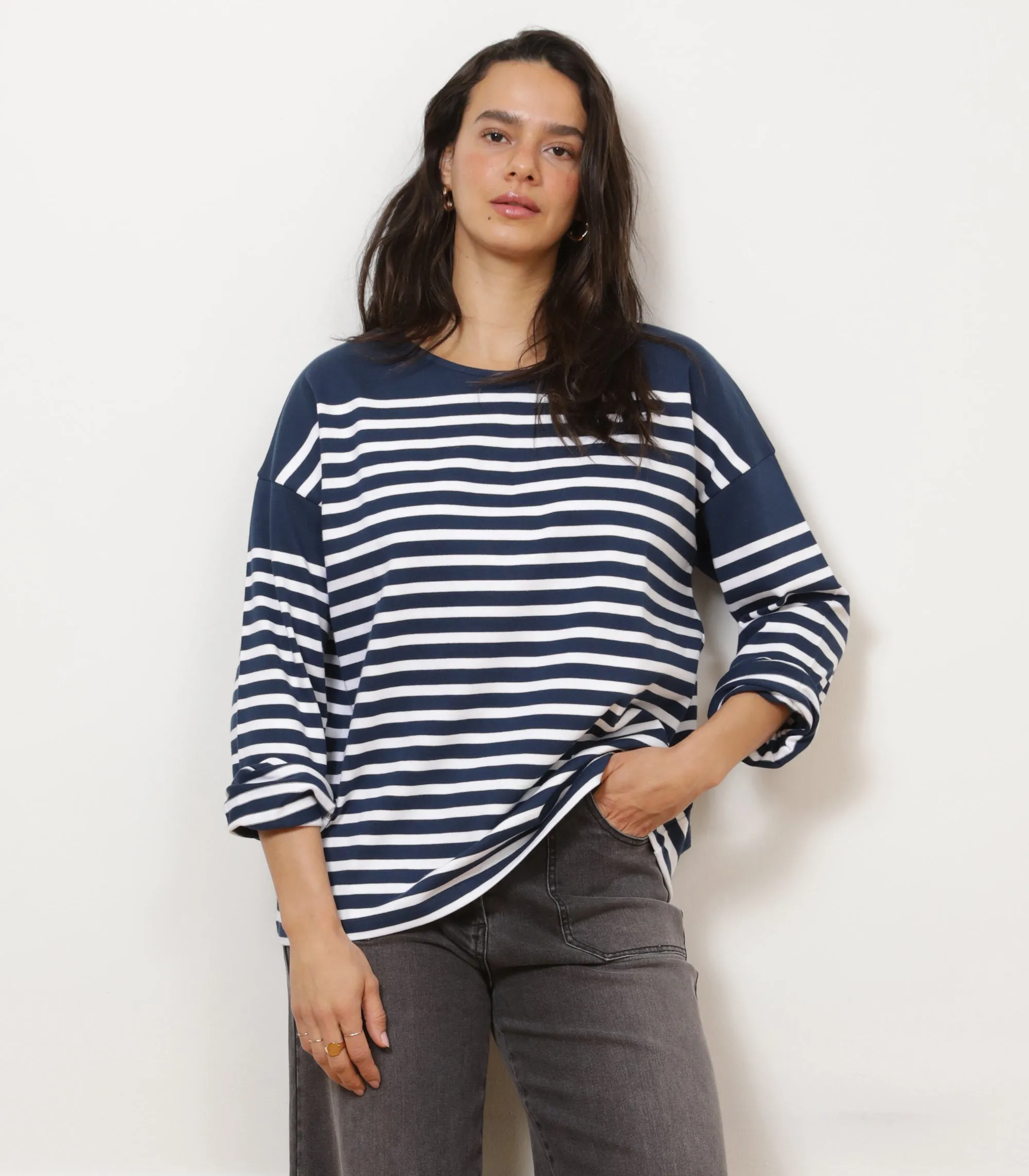 Marianne Stripe Breton Tee - Midnight sold by Loup product image thumbnail 4