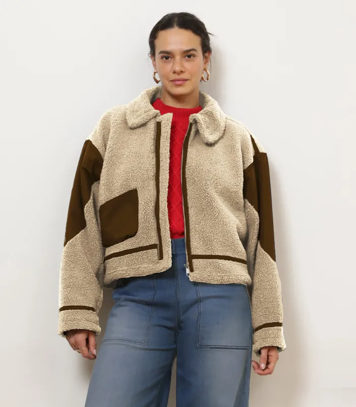 Vanessa Shearling Bomber Jacket - Ivory made by Loup