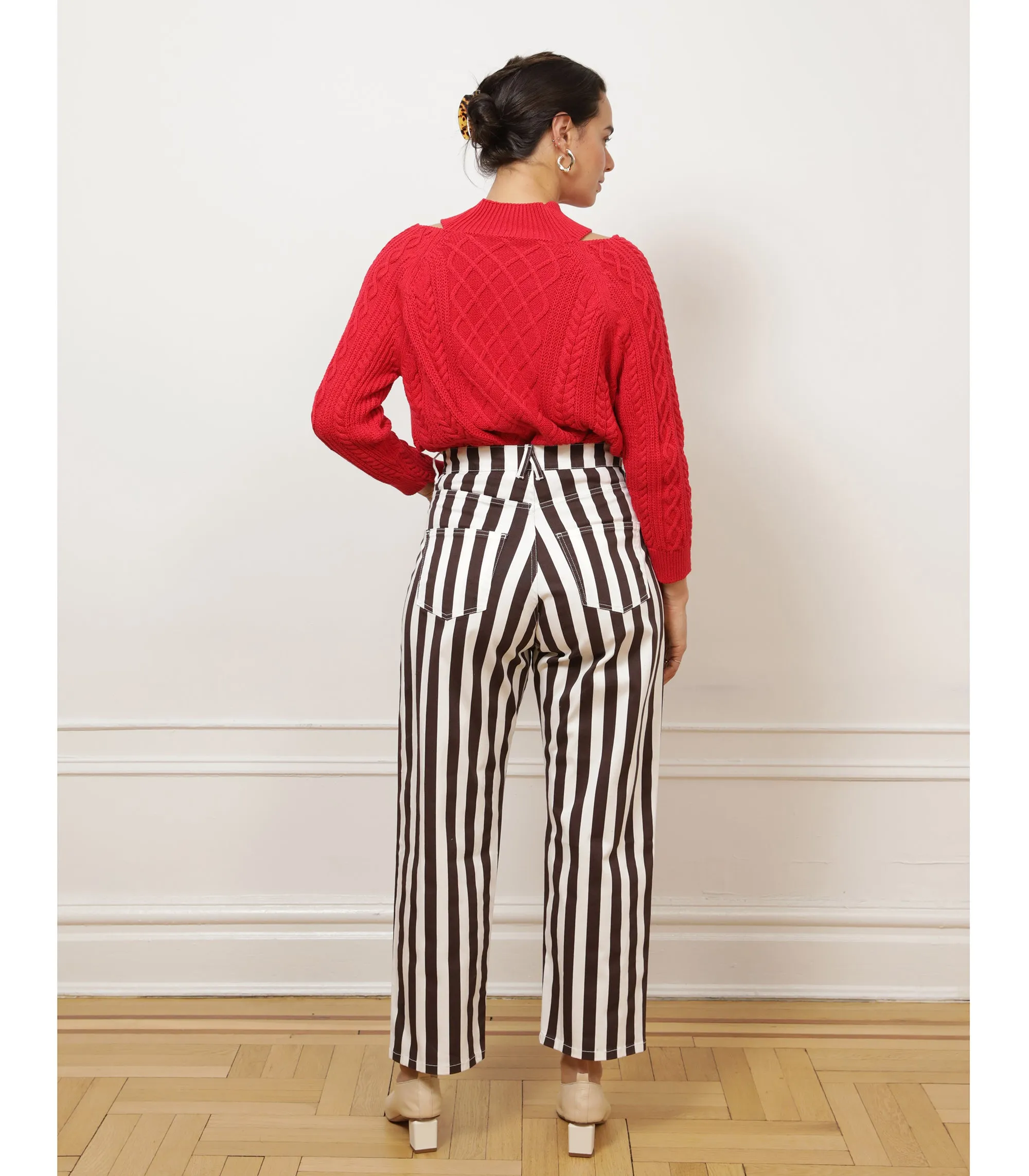 Amelia Barrel Trousers - Chestnut Stripe sold by Loup product image thumbnail 2