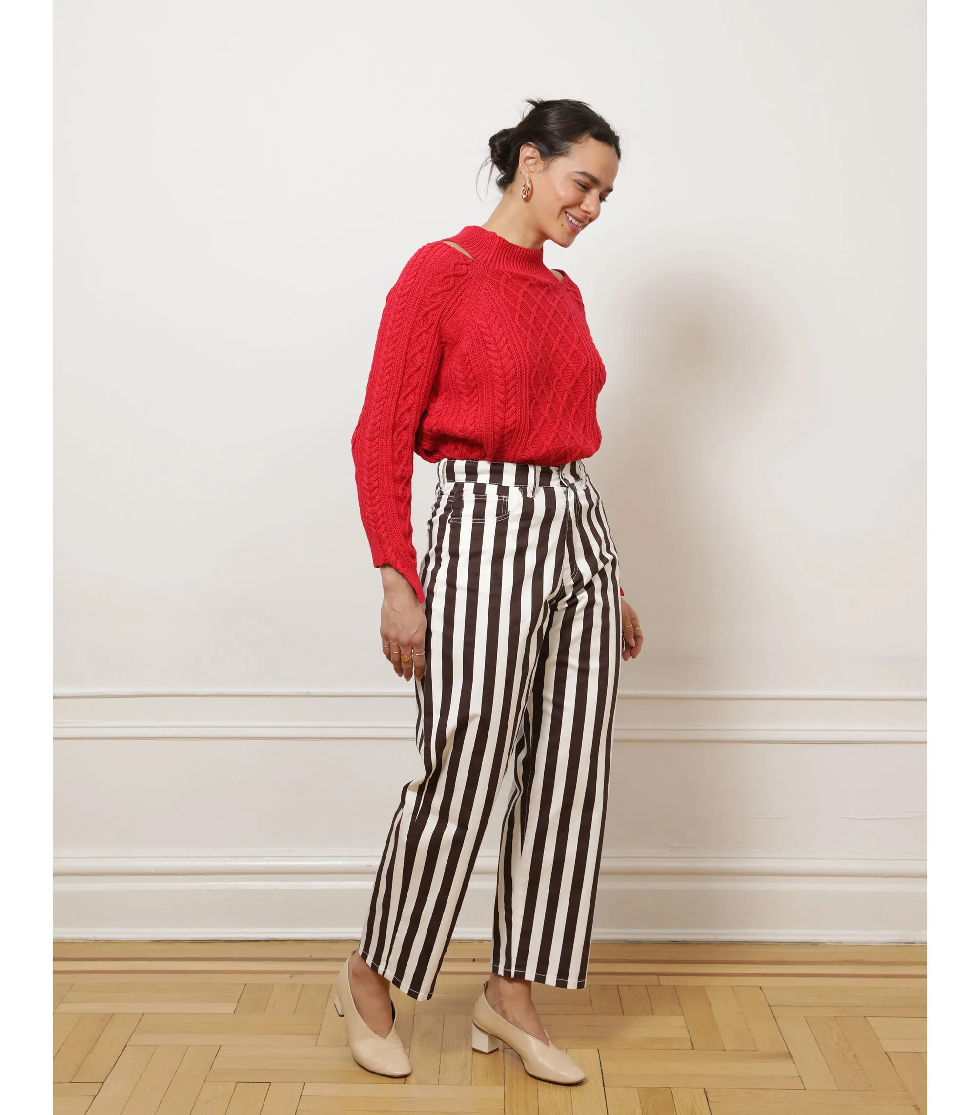 Amelia Barrel Trousers - Chestnut Stripe sold by Loup product image thumbnail 5