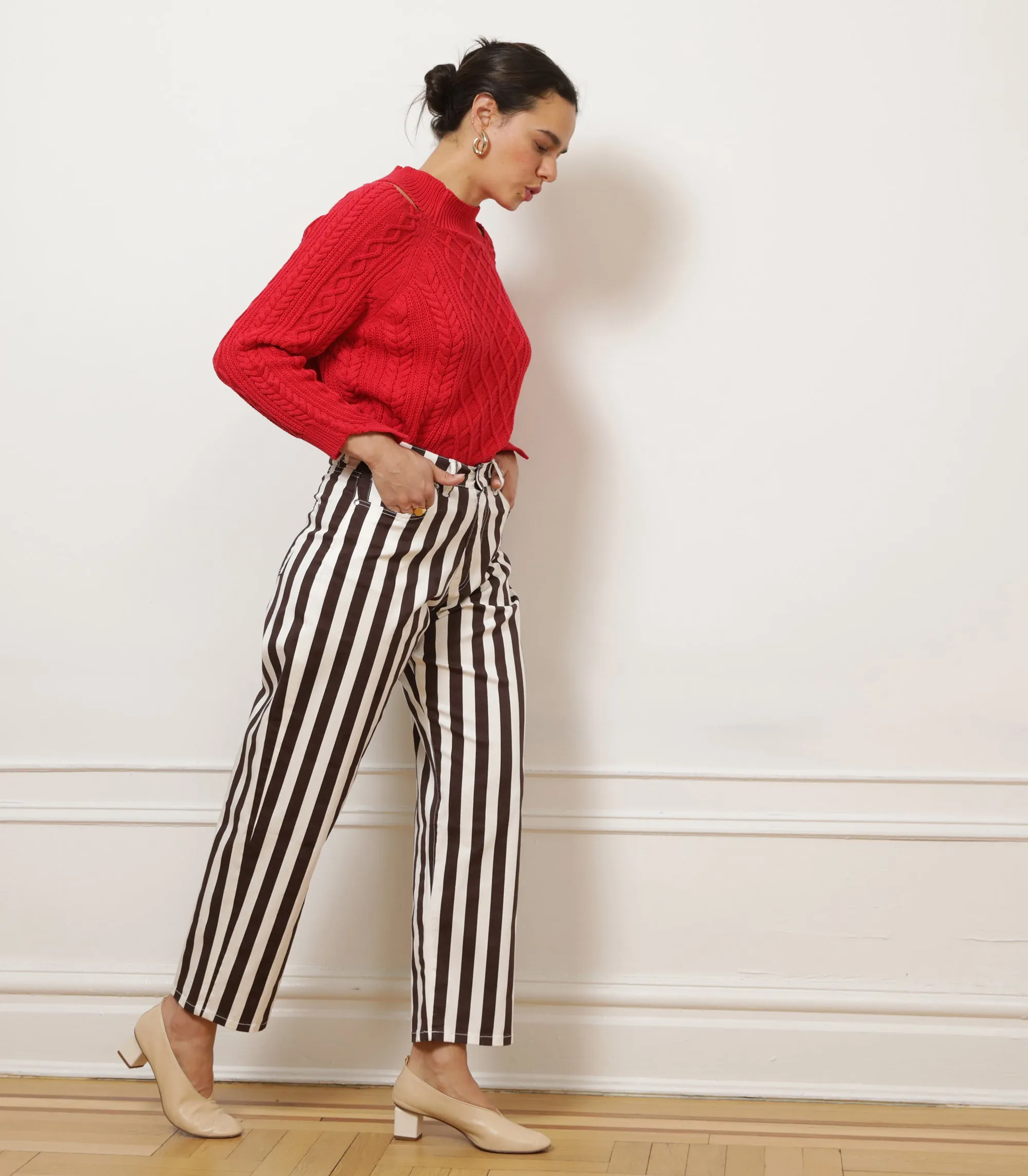 Amelia Barrel Trousers - Chestnut Stripe sold by Loup product image thumbnail 4