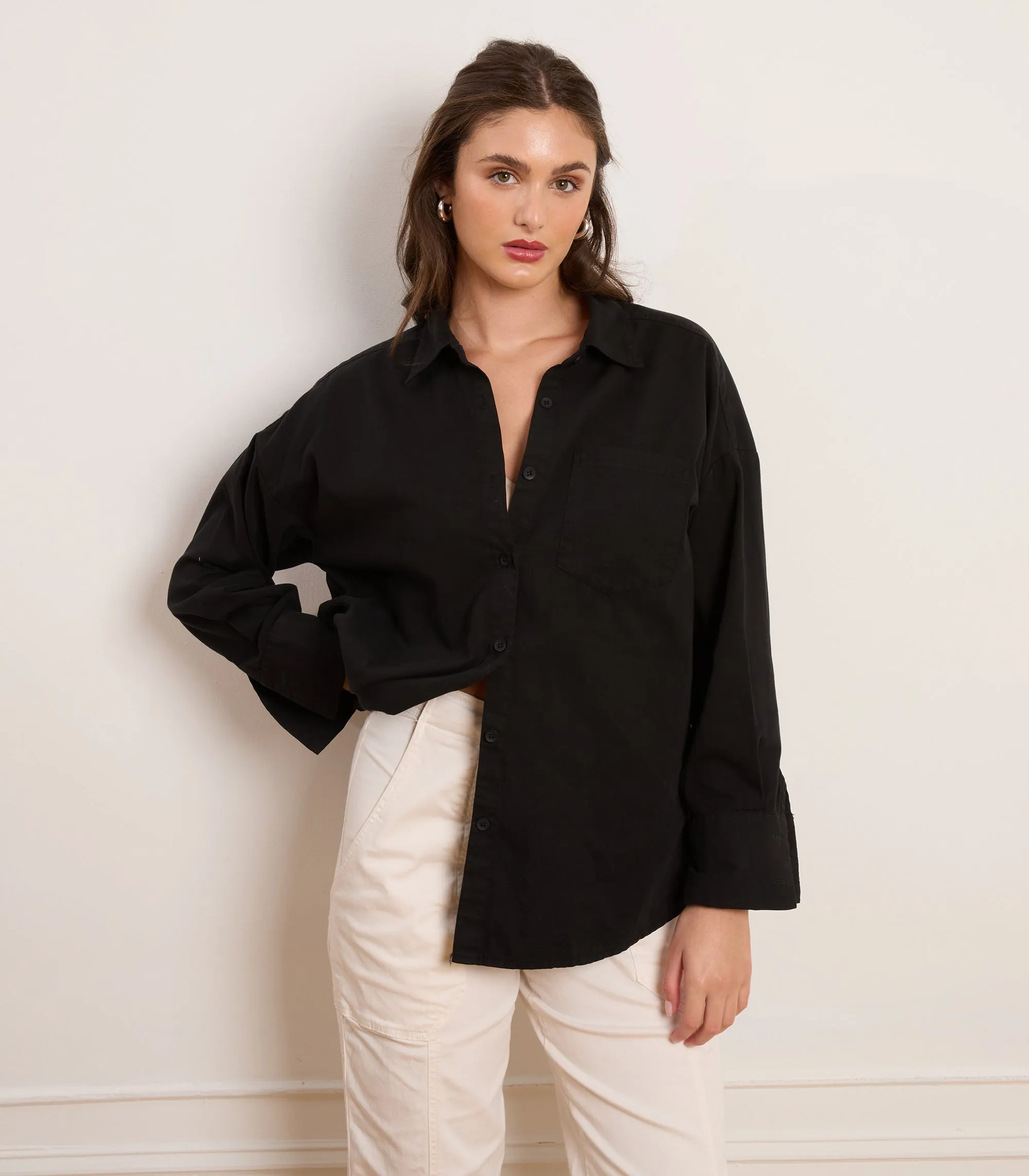 Daisy Oversized Button Up - Black sold by Loup