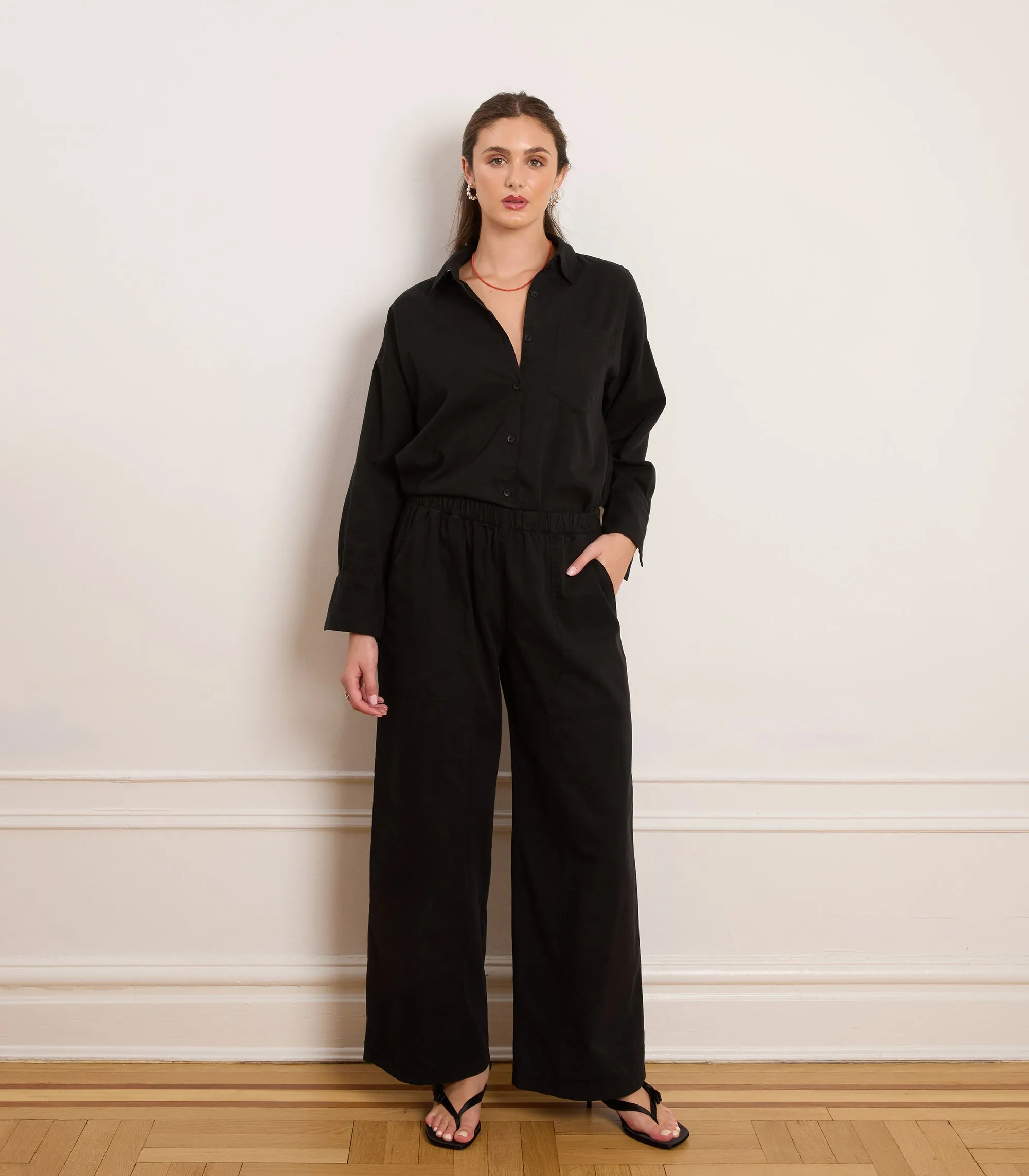 Rachel Elastic Waist Carpenter Pants - Black sold by Loup