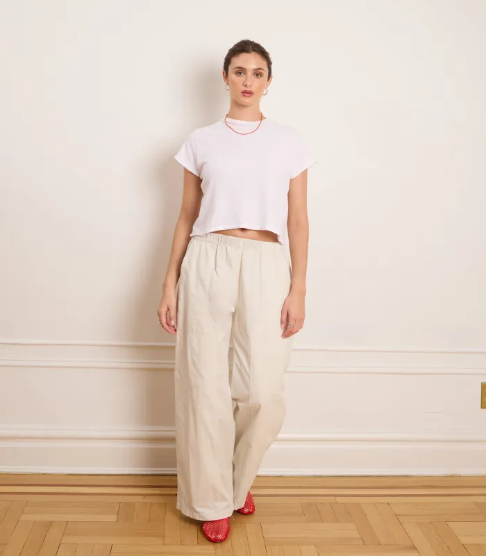 Rachel Elastic Waist Carpenter Pants - Cream sold by Loup