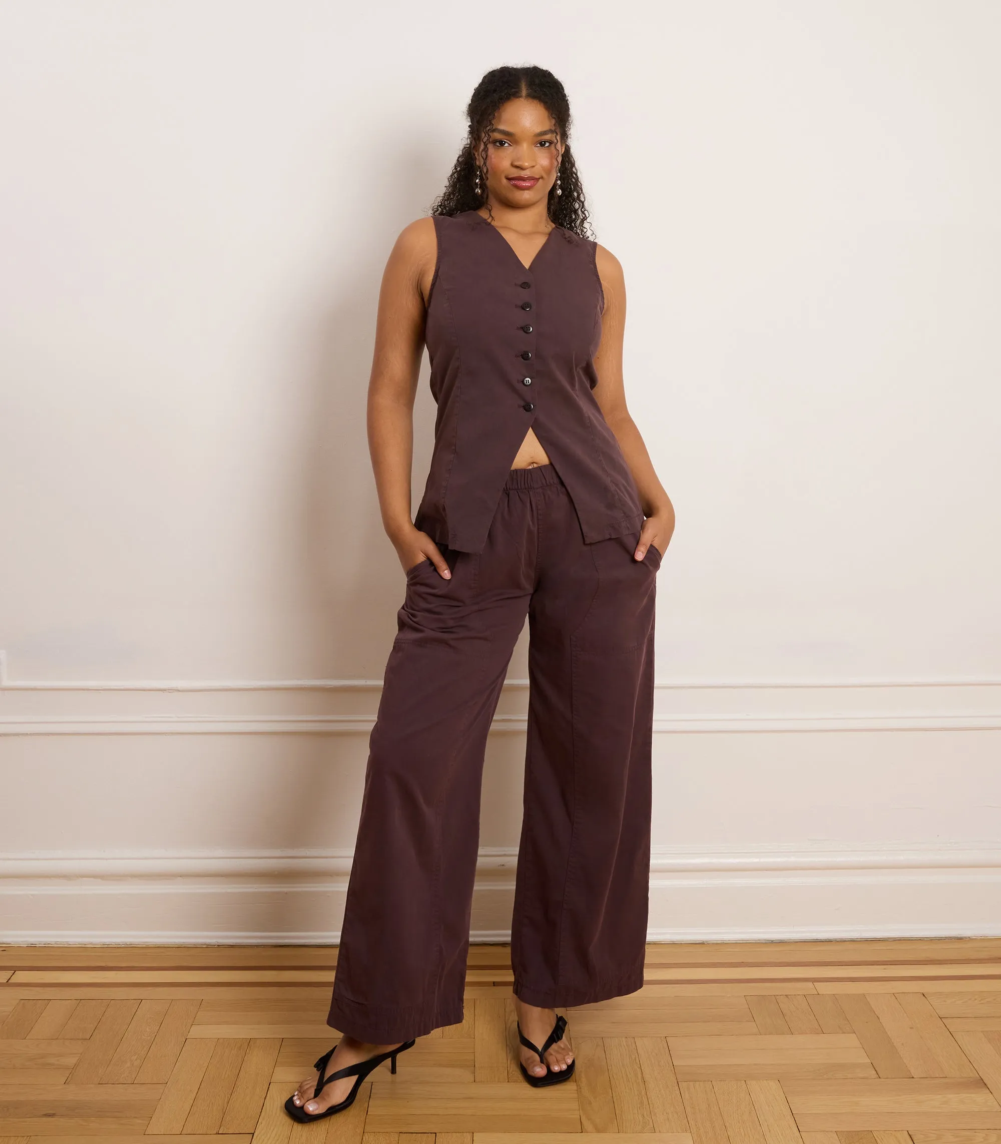 Rachel Elastic Waist Carpenter Pants - Dark Cocoa sold by Loup product image thumbnail 3