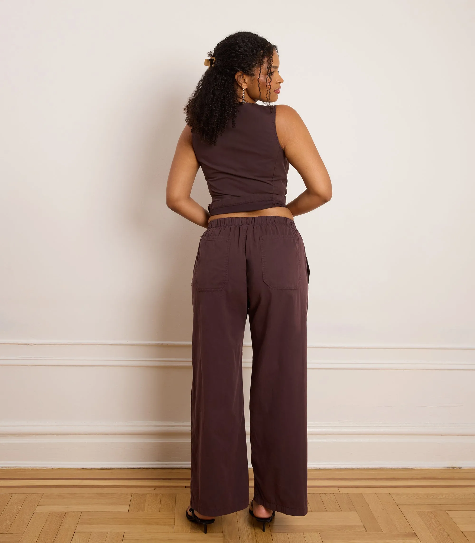 Rachel Elastic Waist Carpenter Pants - Dark Cocoa sold by Loup product image thumbnail 2