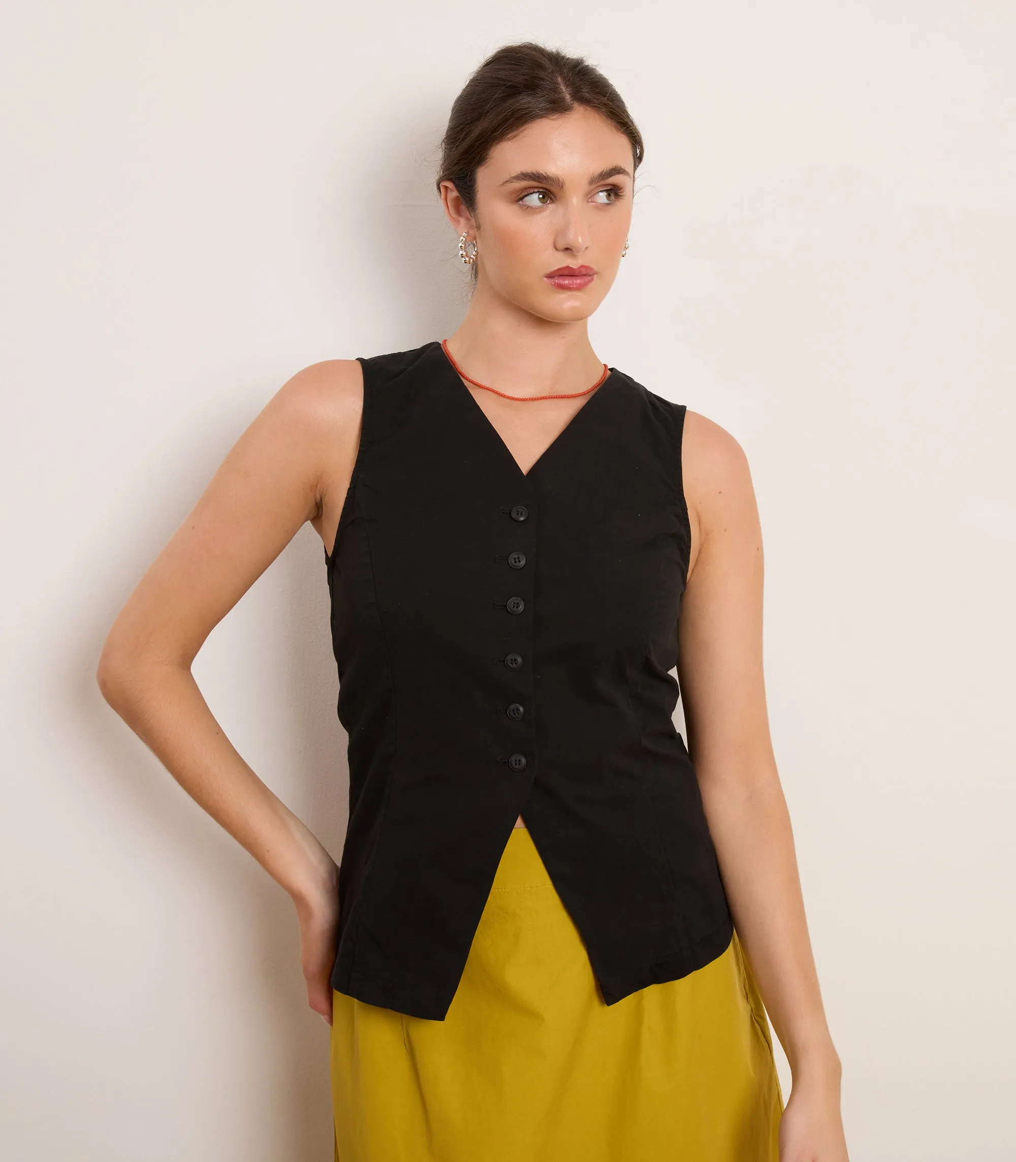 Laura Fitted V-Neck Vest - Black sold by Loup product image thumbnail 3