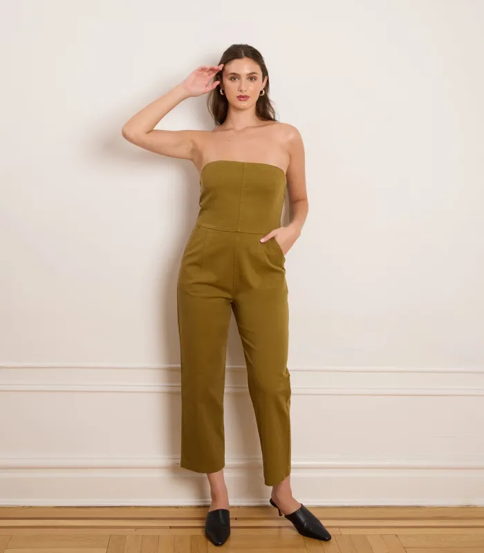 Beverly Strapless Jumpsuit - Chartreuse sold by Loup