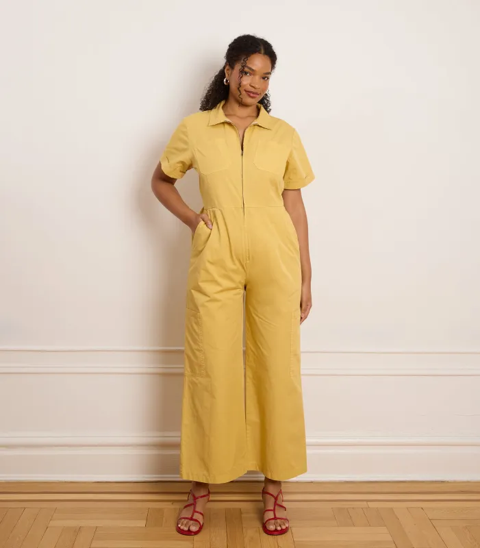 Bella Short Sleeve Cargo Jumpsuit - Burnt Khaki sold by Loup