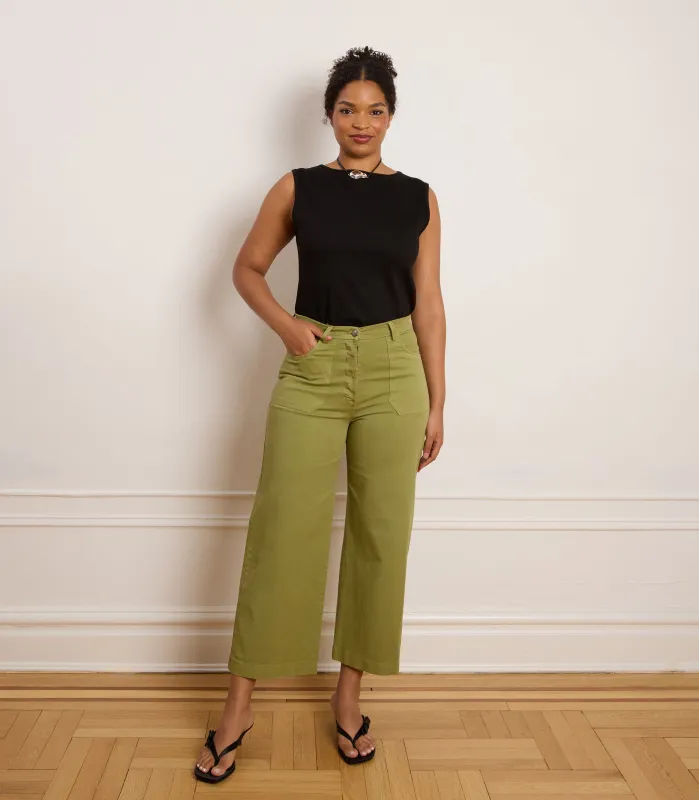 Simone Wide Crop Pants - Pistachio sold by Loup