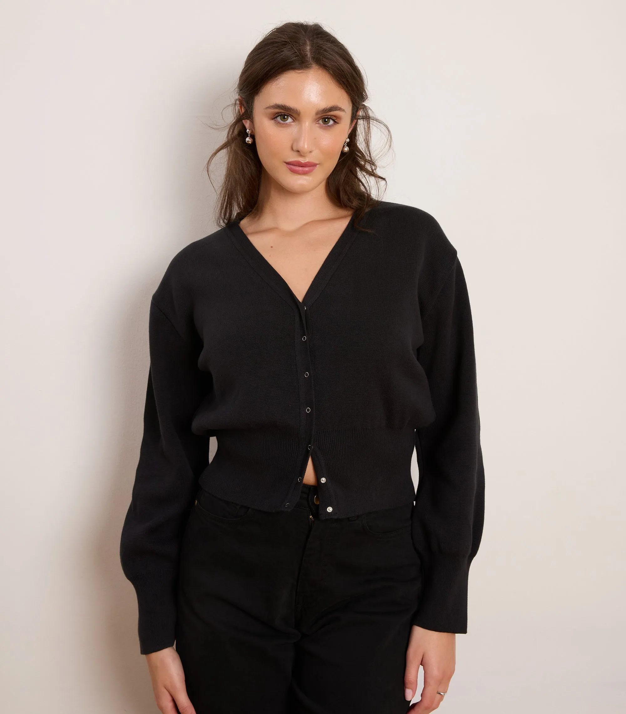 Celia Cropped Snap Cardigan - Black sold by Loup product image thumbnail 4