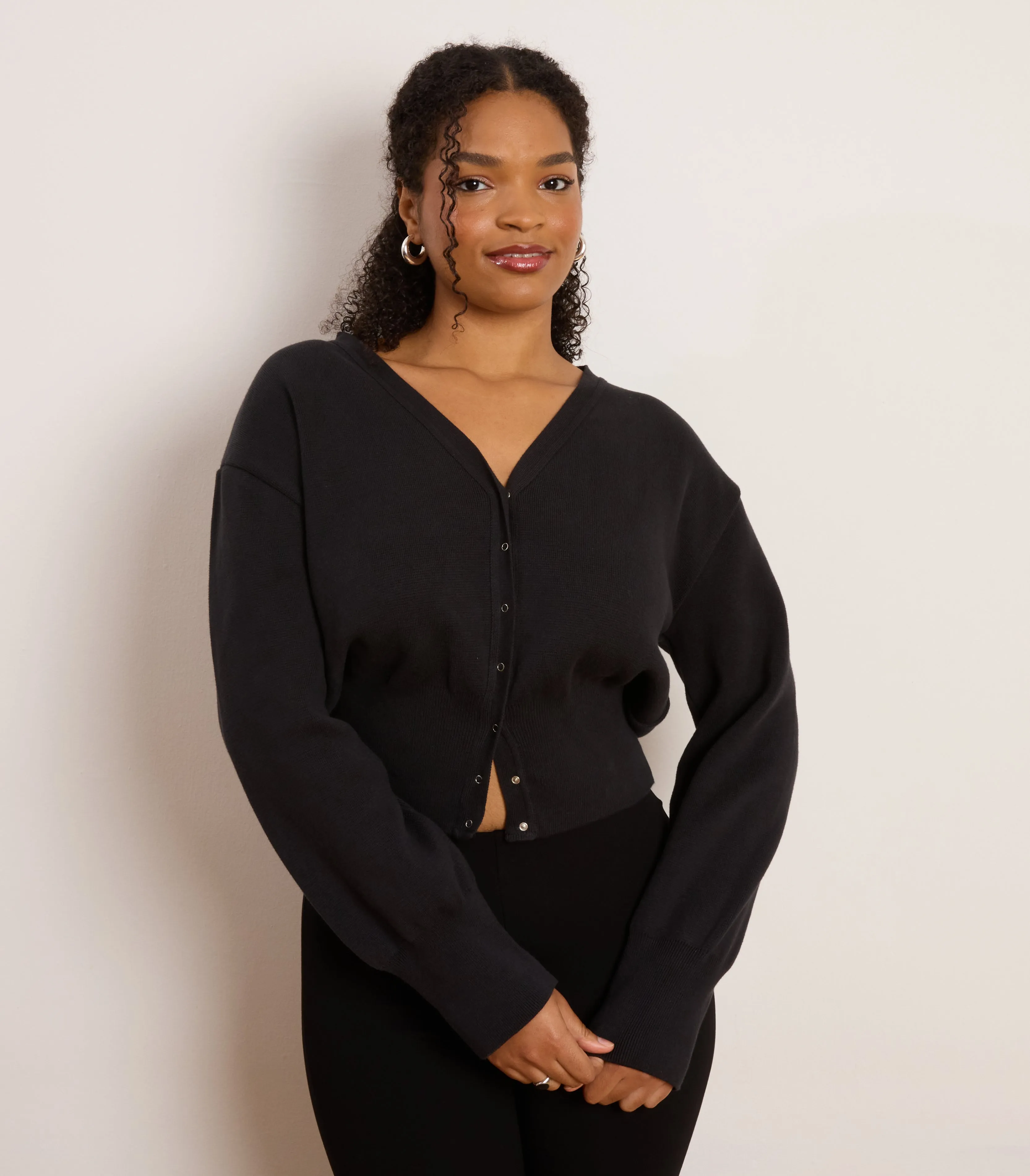 Celia Cropped Snap Cardigan - Black sold by Loup product image thumbnail 3