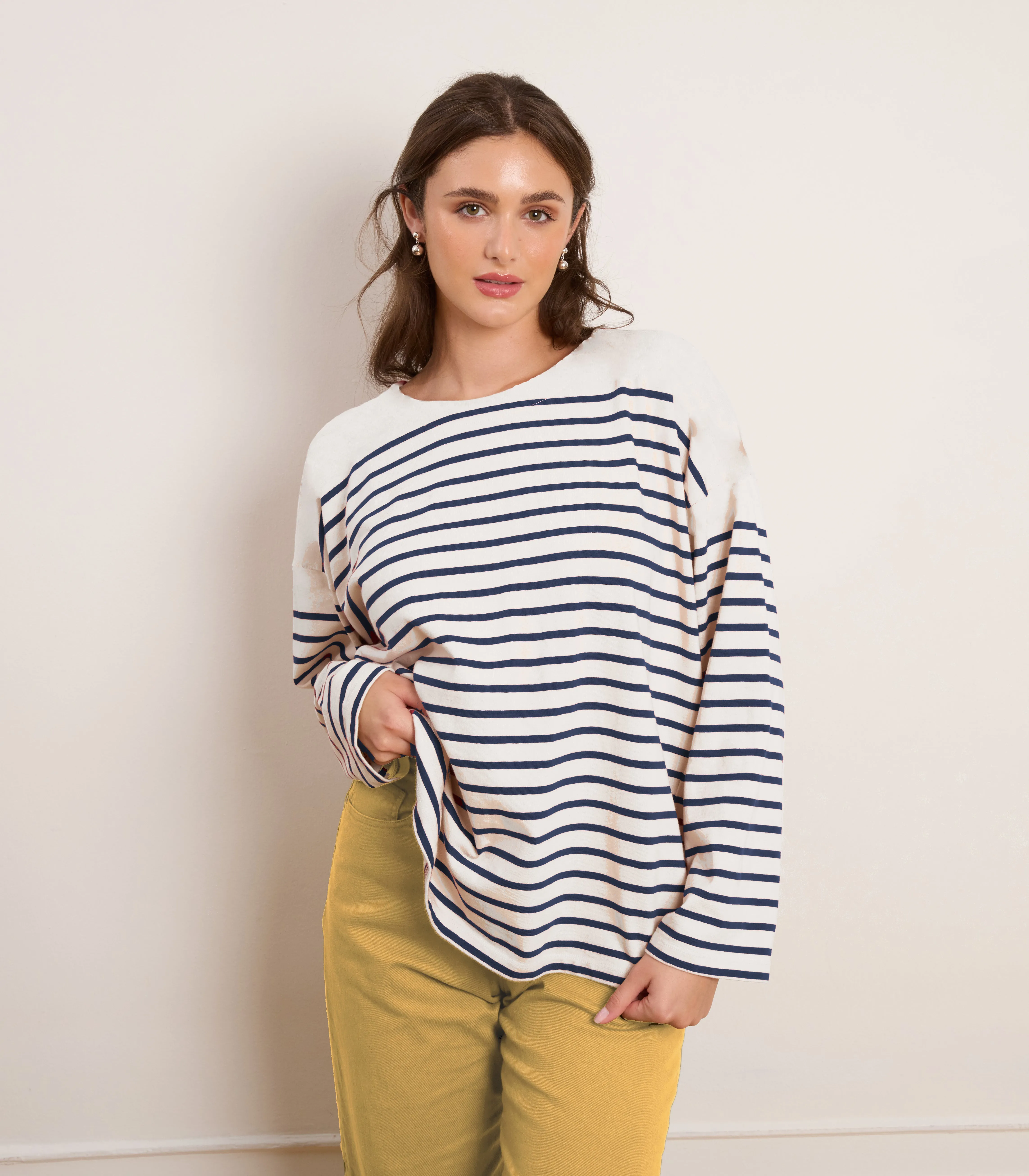 Marianne Oversized Breton Tee - Navy Stripe sold by Loup