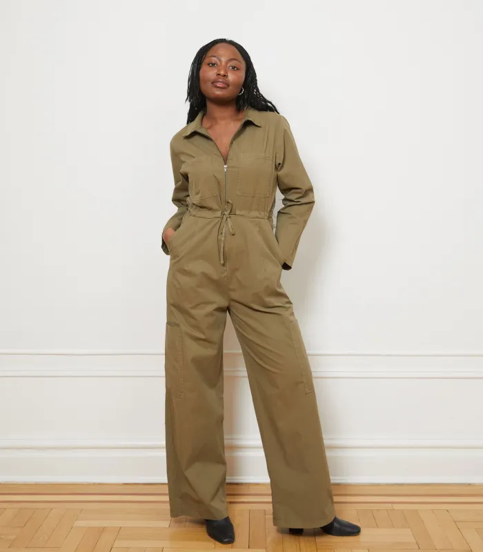 Spencer Cargo Zip Jumpsuit - Olive sold by Loup