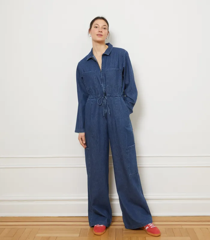 Spencer Cargo Zip Jumpsuit - Indigo sold by Loup