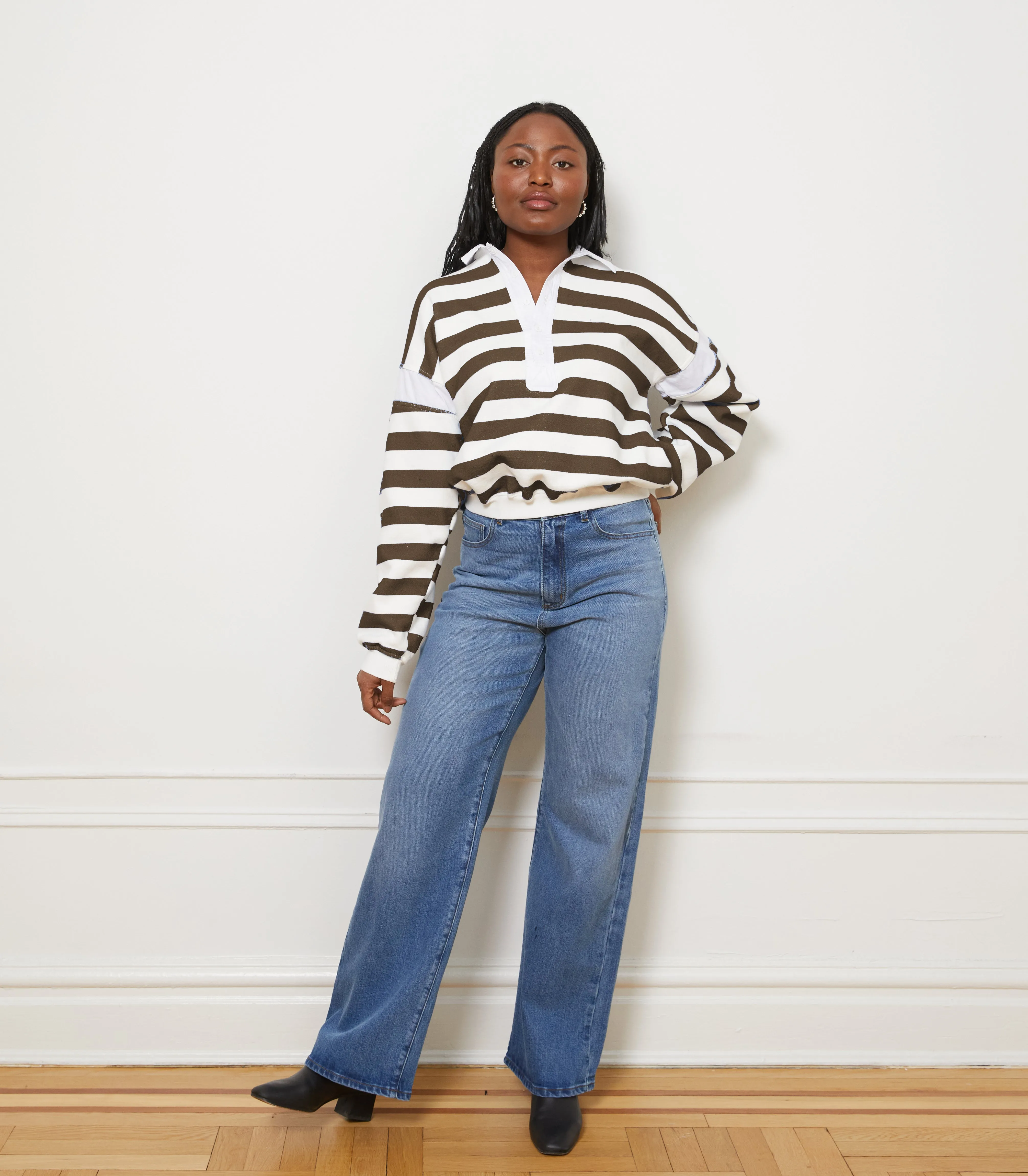 Camilla Collared Sweatshirt - Espresso Stripe sold by Loup product image thumbnail 2