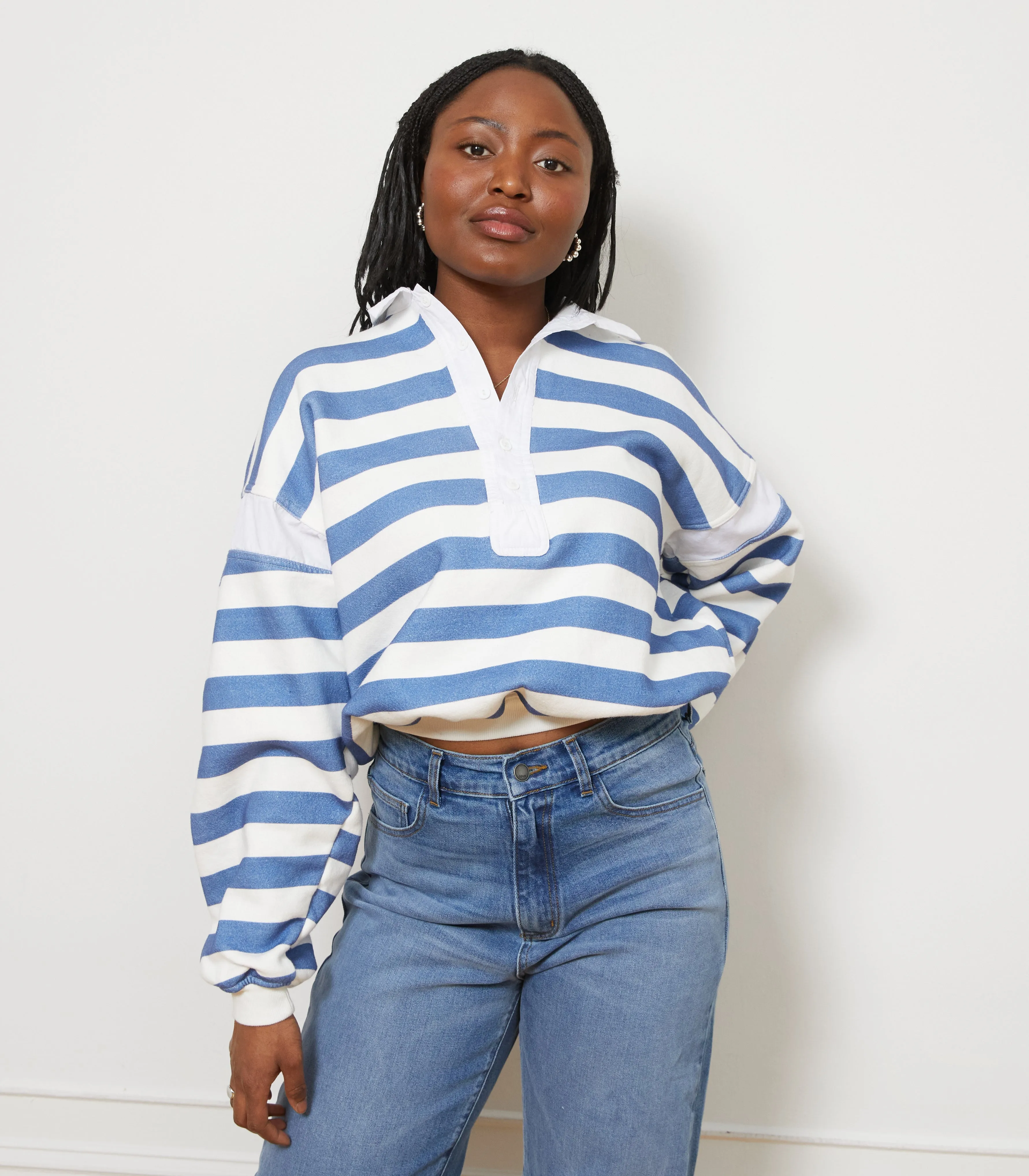 Camilla Collared Sweatshirt - Royal Stripe sold by Loup product image thumbnail 4
