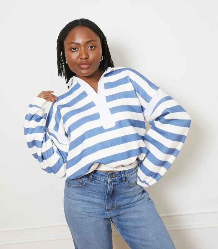 Camilla Collared Sweatshirt - Royal Stripe sold by Loup